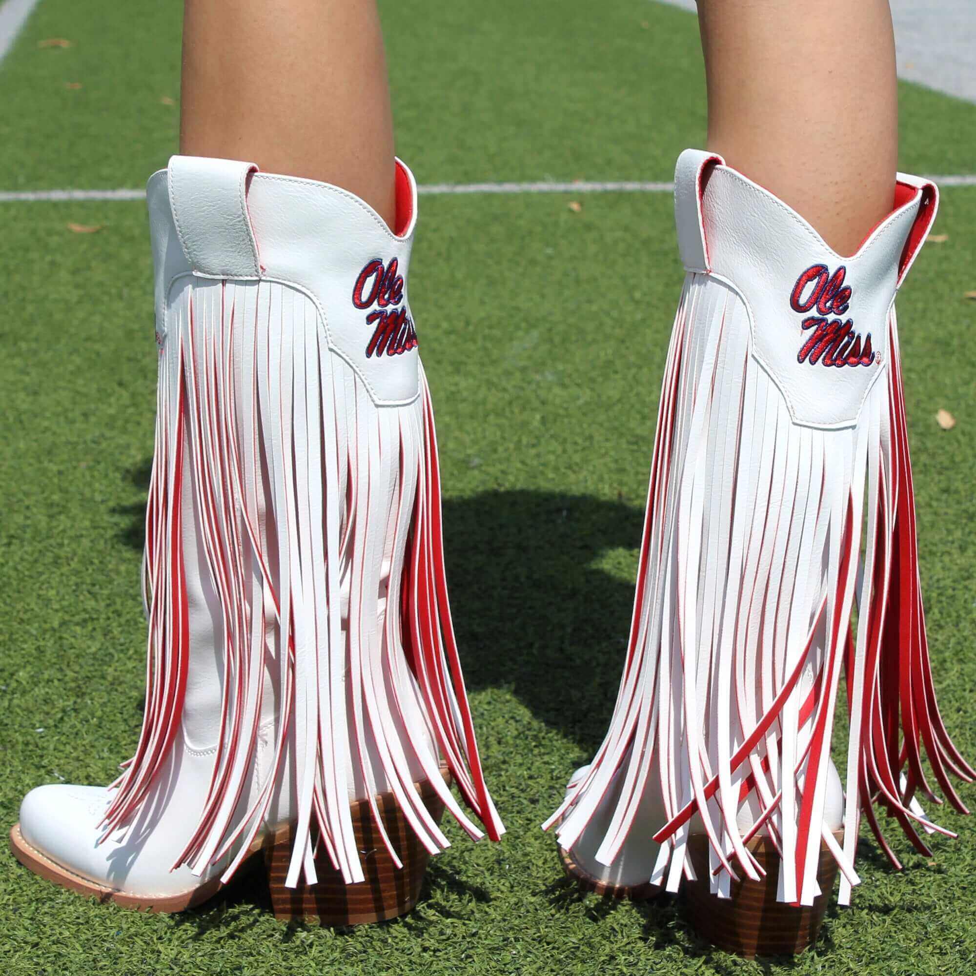 Women's University of Mississippi White Cowgirl Boots Kacey V by Vaccari