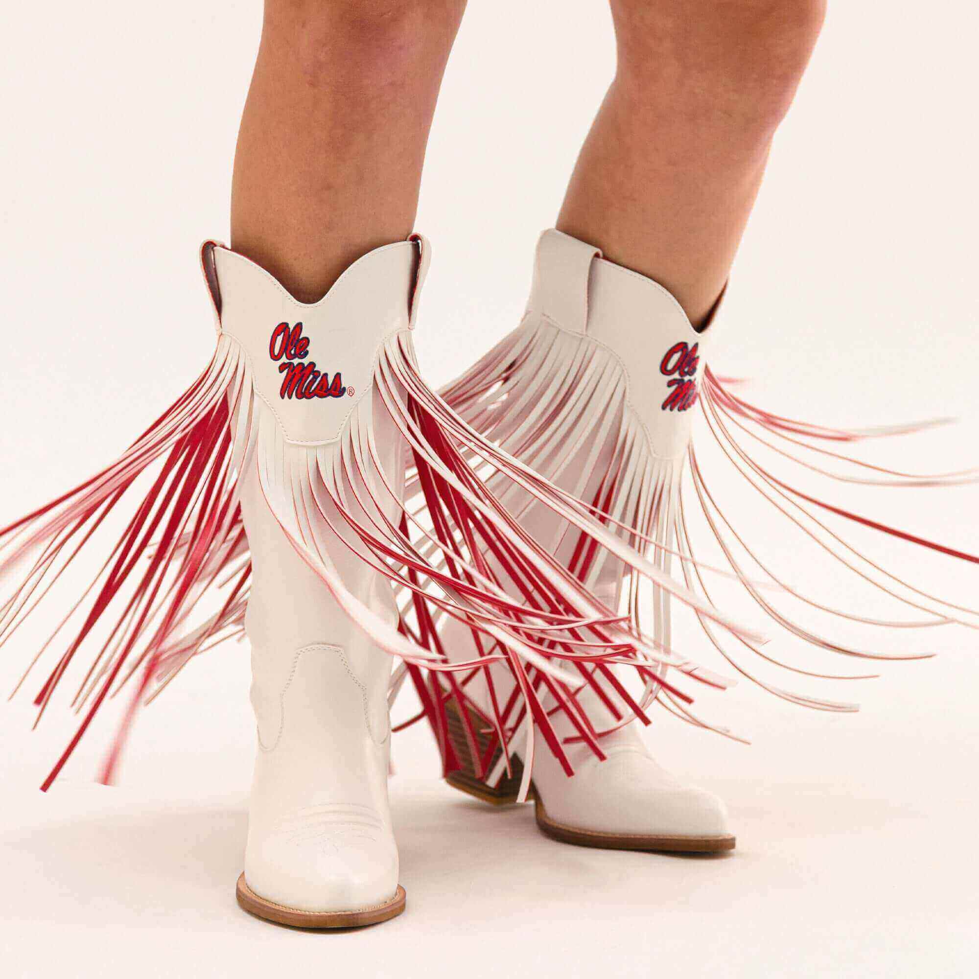 Women's University of Mississippi White Cowgirl Boots Kacey V by Vaccari