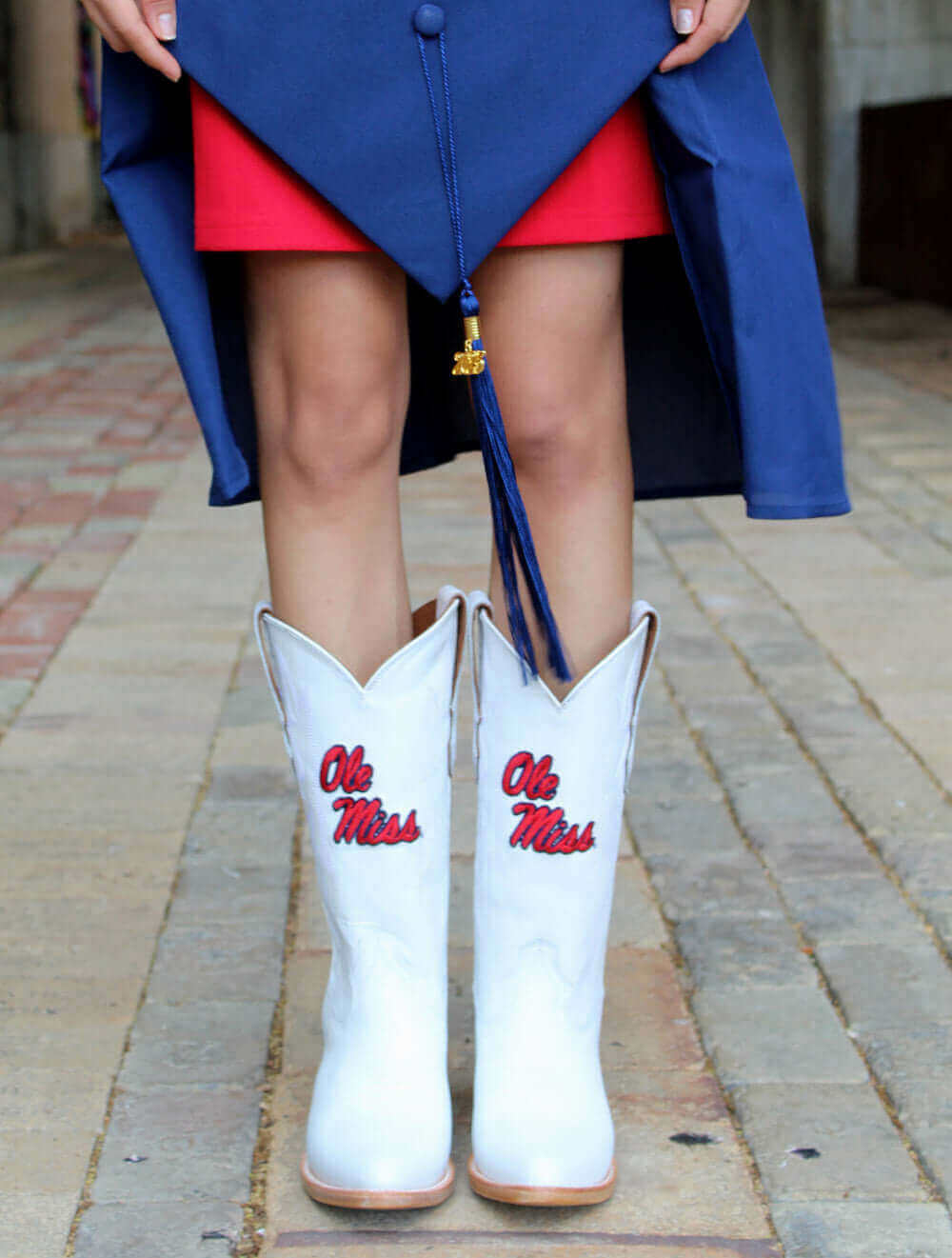 Women's University of Mississippi White Cowgirl Boots Leighton by Vaccari University