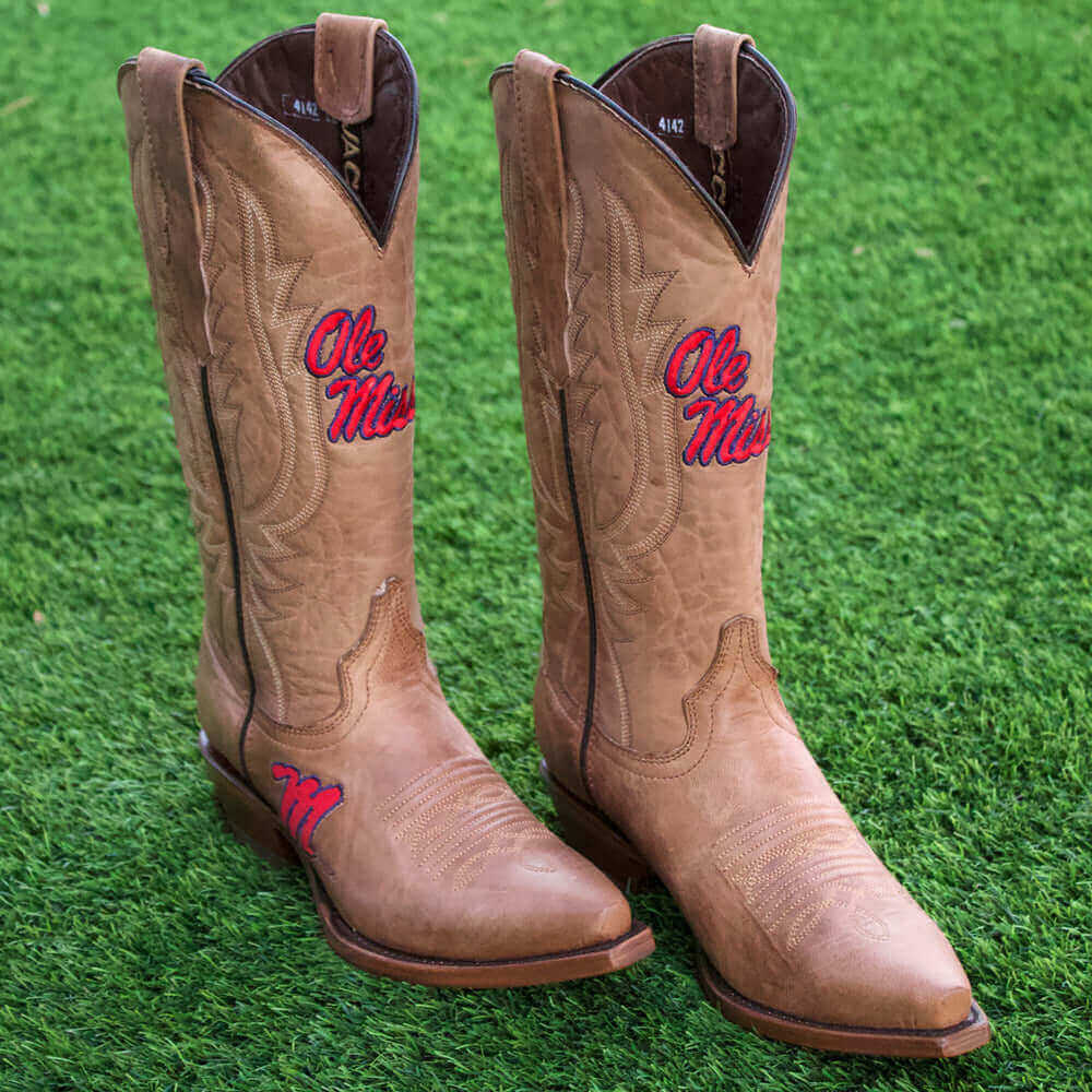 Women's University of Mississippi Brown Cowgirl Booties Paige by Vaccari University