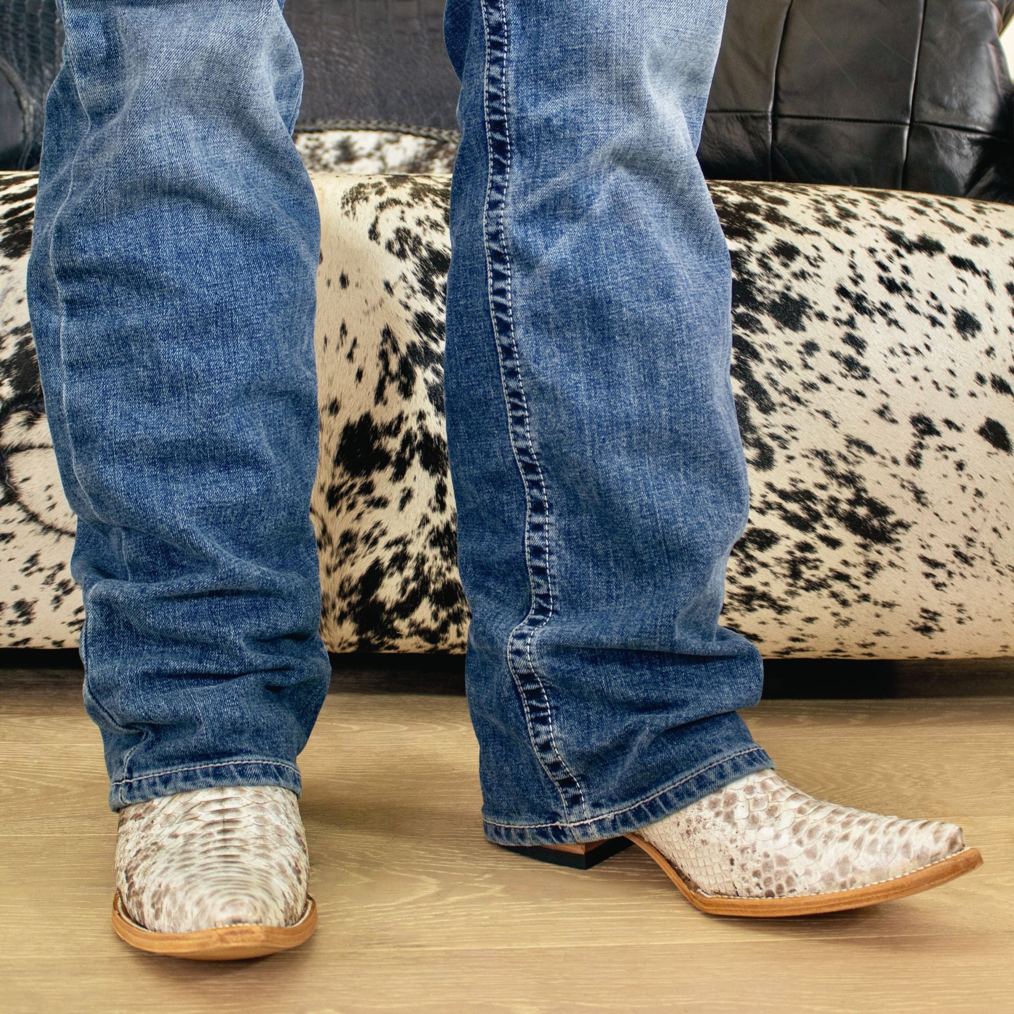 Men's Natural Python Cowboy Boots | Vaccari Boots