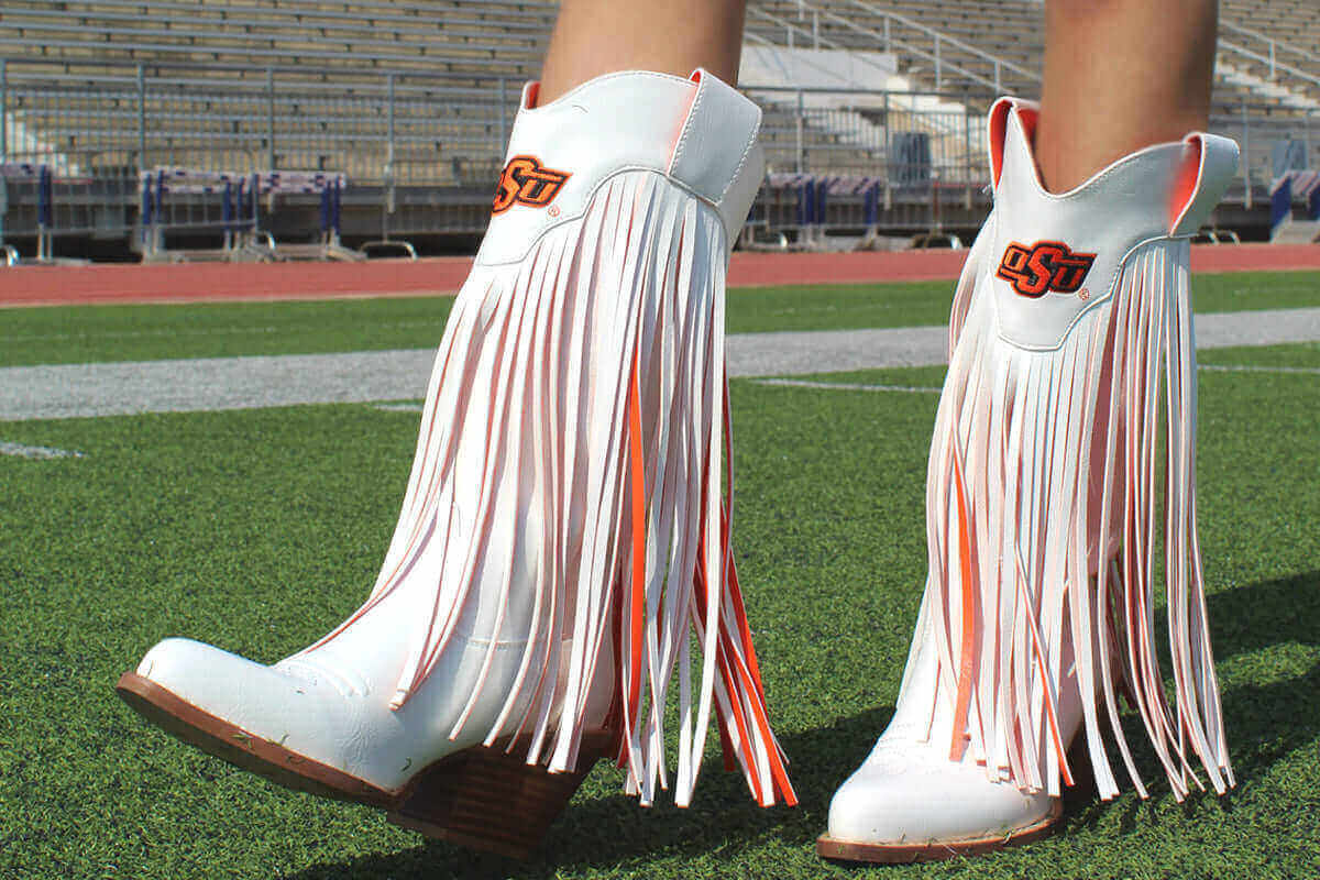 Women's Oklahoma State University White Cowgirl Boots Kacey V by Vaccari