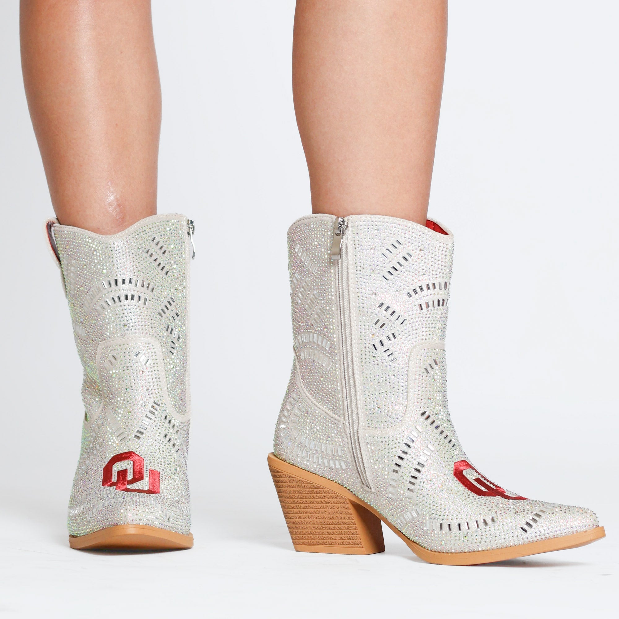 Women's University of Oklahoma Bling Pointed Toe Cowboy Bootie by Vaccari