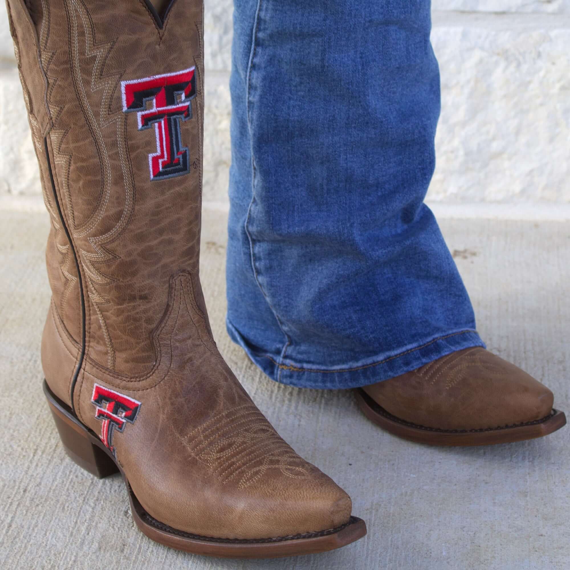 Women's Texas Tech Red Raiders Tan Leather Snip Toe Cowgirl Boots by Vaccari