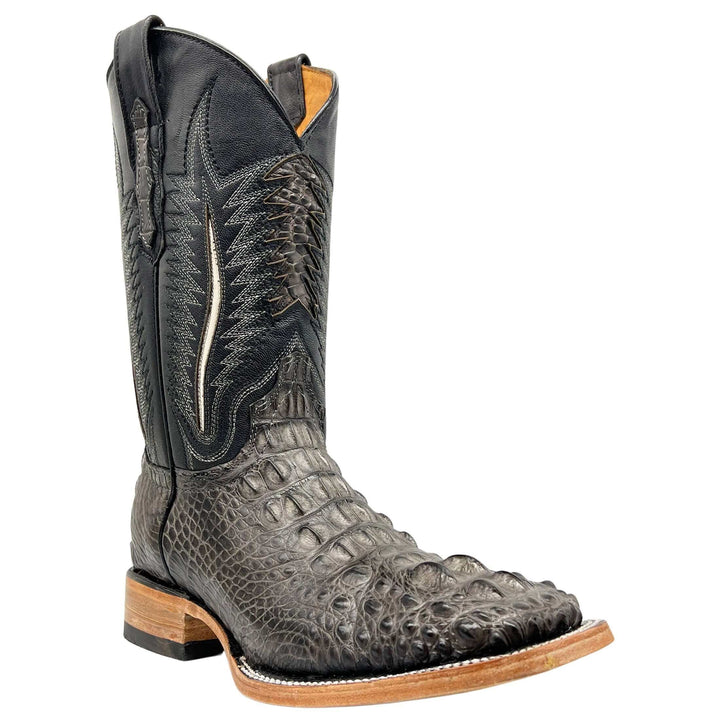 Men's Vaccari Grey Head Cut American Alligator Square Toe Cowboy Boots