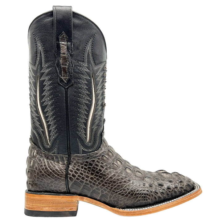 Men's Vaccari Grey Head Cut American Alligator Square Toe Cowboy Boots