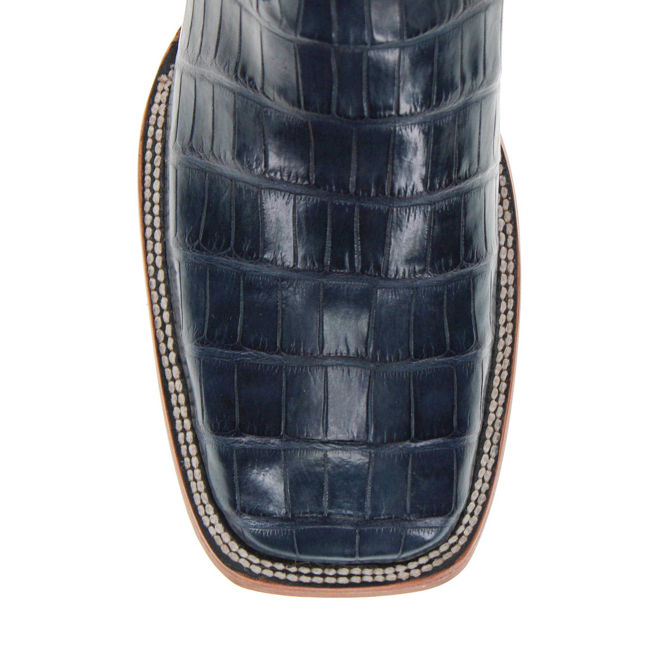 Men's Navy Blue American Alligator Tail BS Toe Cowboy Boots by Vaccari
