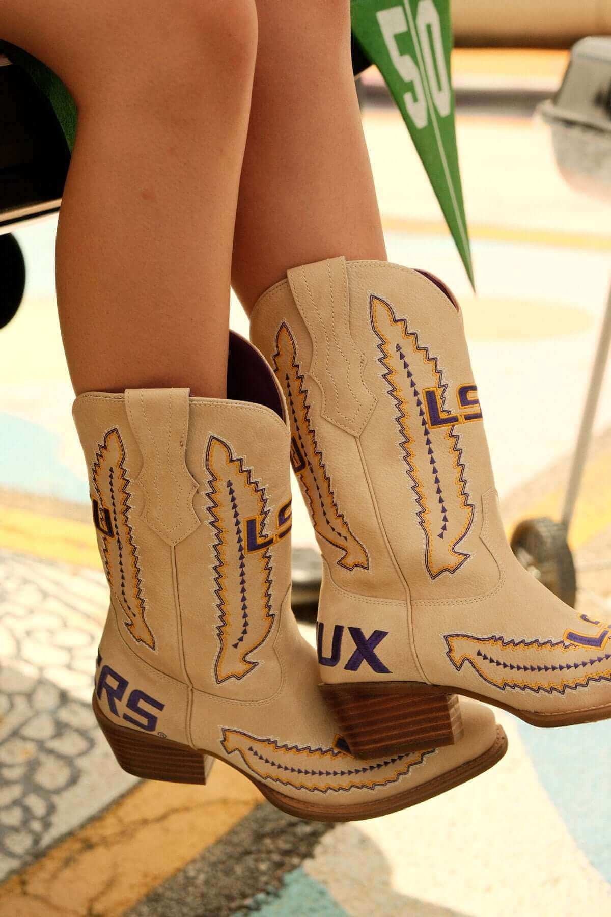 LSU Bone Cowgirl Boots Mimi by V by Vaccari