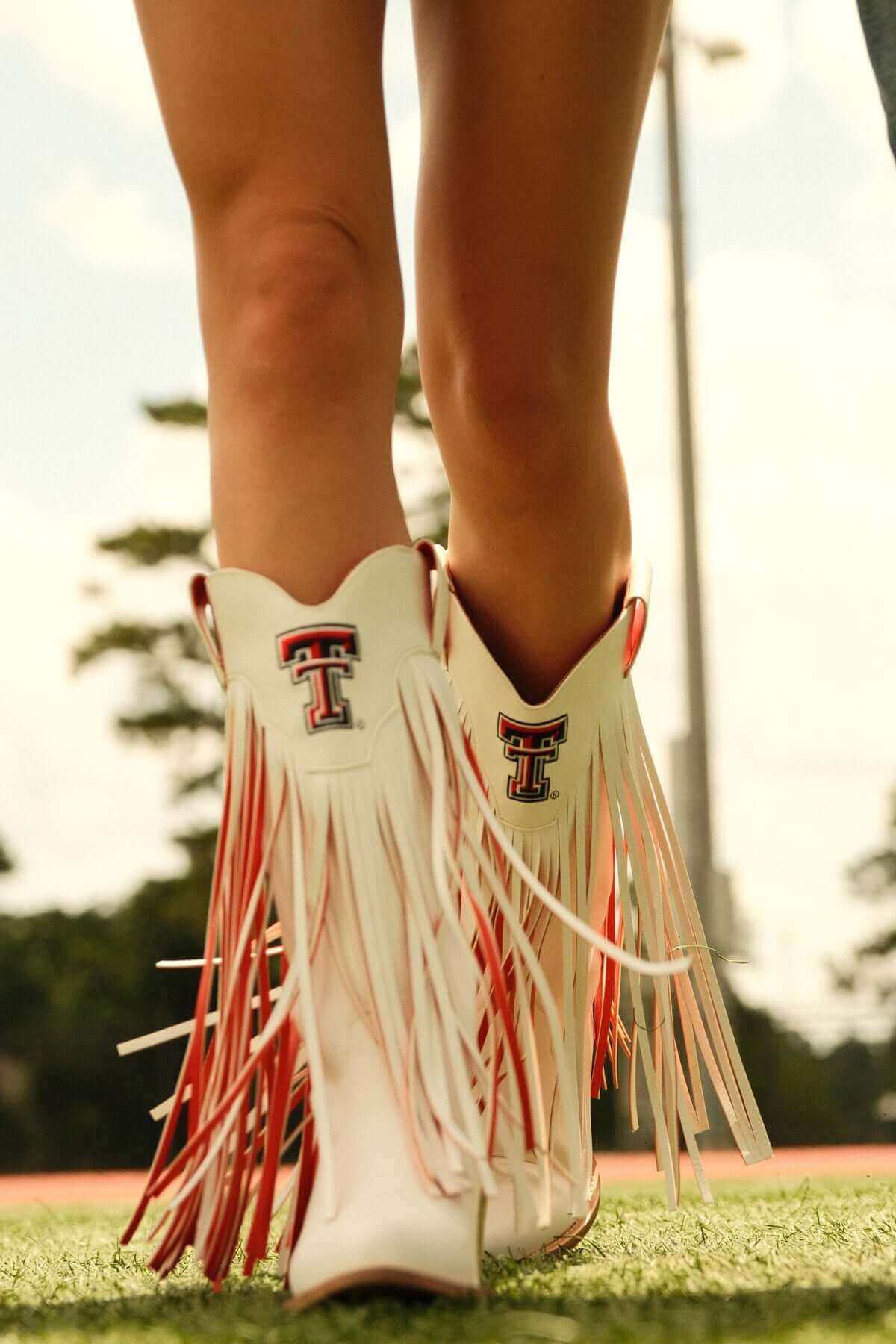 Texas Tech University White Cowgirl Fringe Boots Kacey by V by Vaccari 