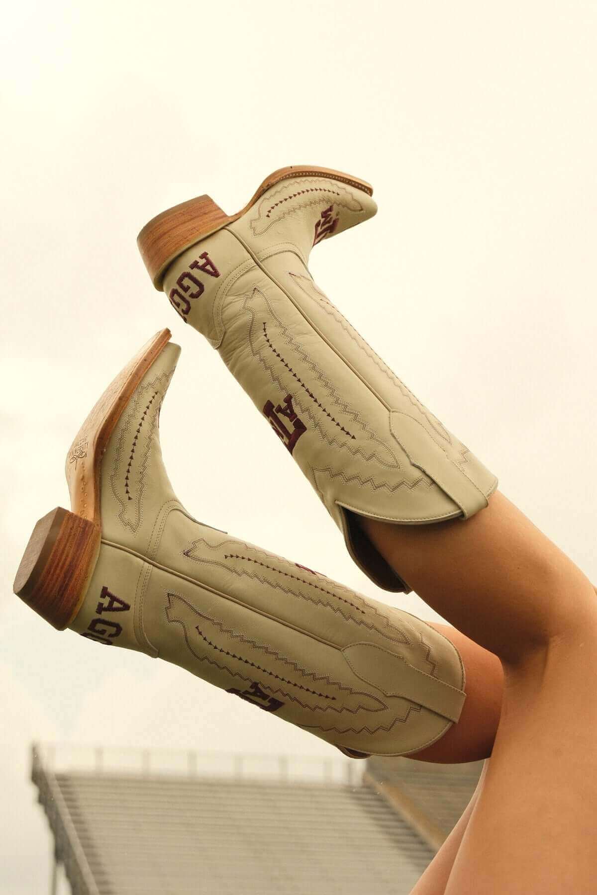 Texas A&M University Bone Cowgirl Boots Naomi by Vaccari University