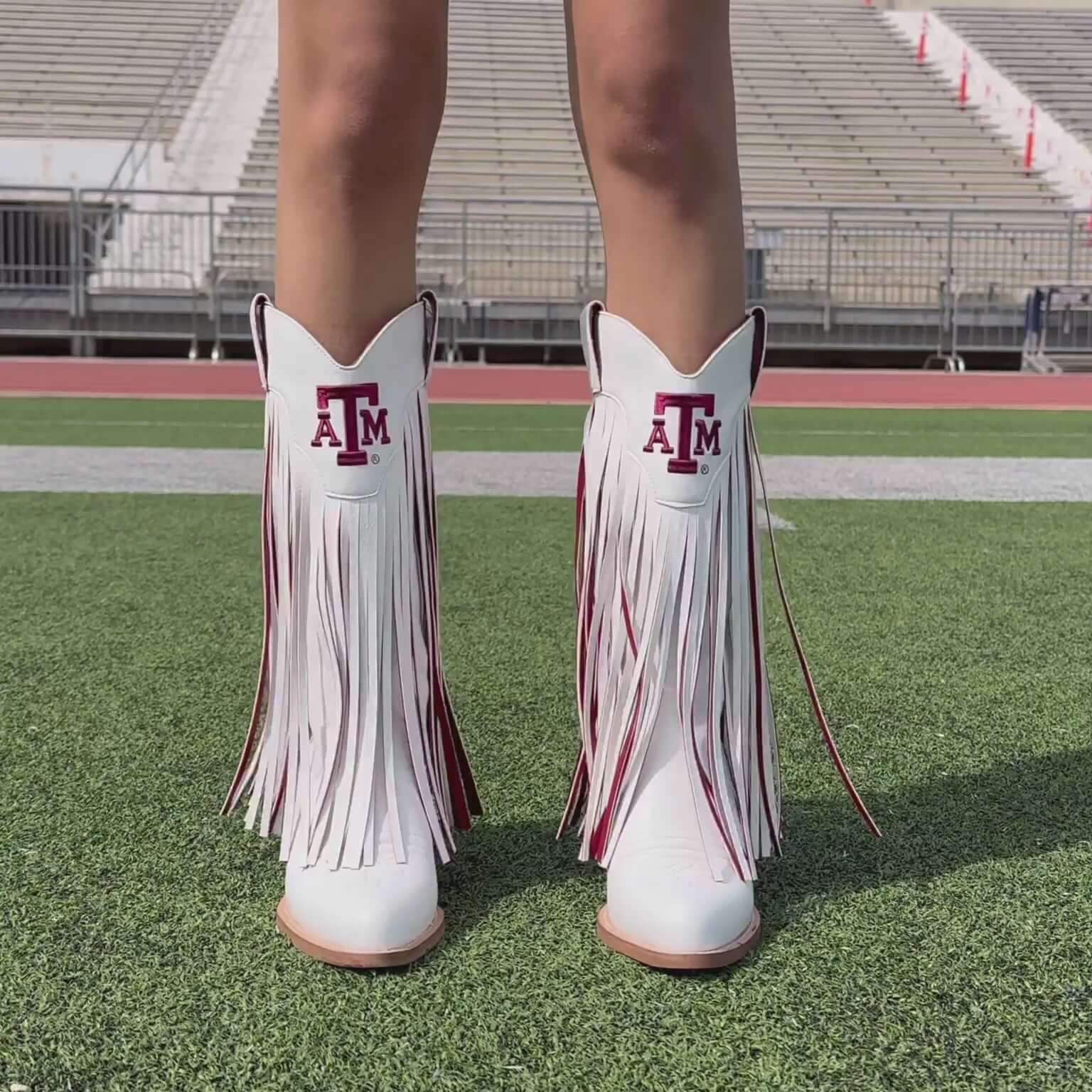 Texas A&M University Kacey White Fringe Boot By V By Vaccari