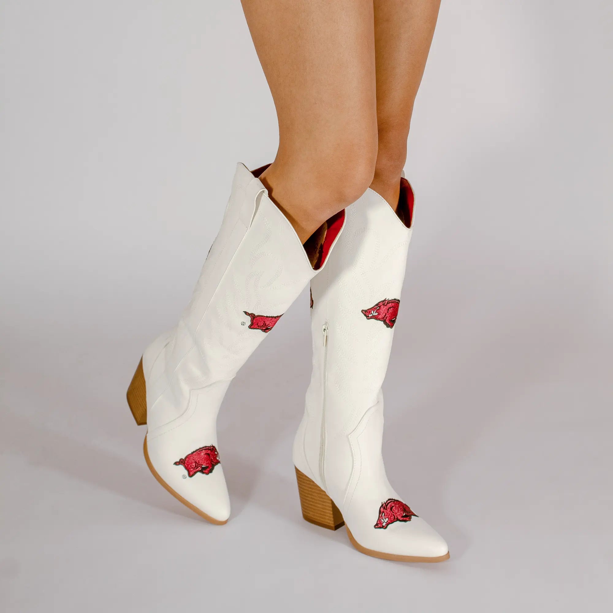 Women's University of Arkansas Blair Tall White Boot By V By Vaccari