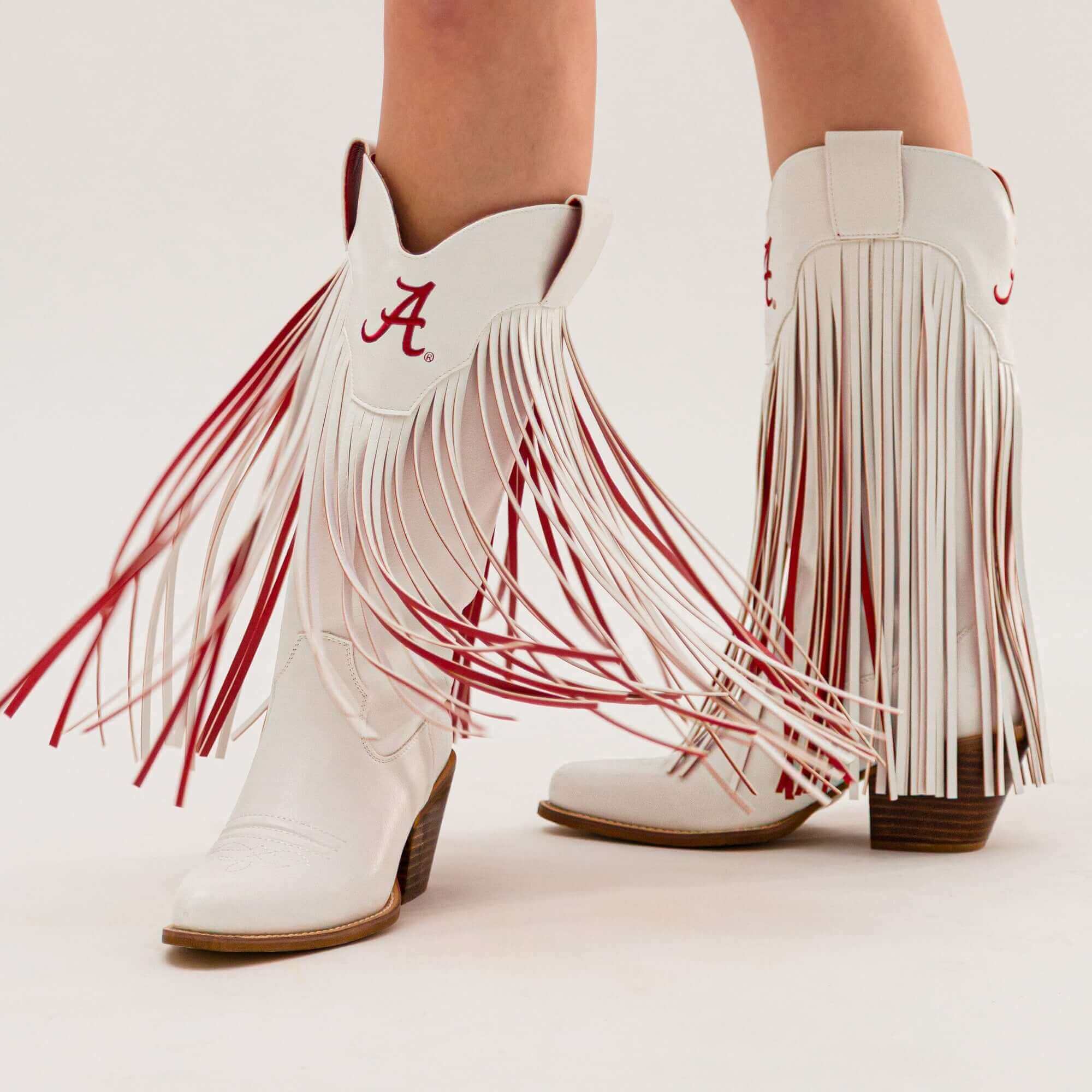 University of Alabama Kacey White Fringe Boot By V By Vaccari
