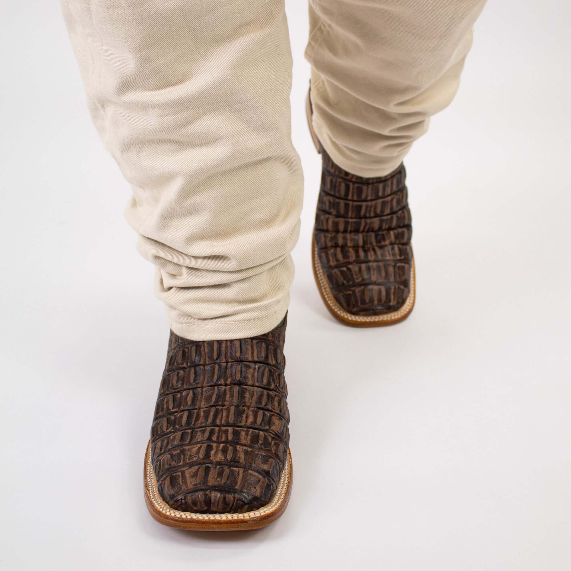 Men's Mocha Alligator Hornback Print Cowboy Boots Wade by Vaccari Core