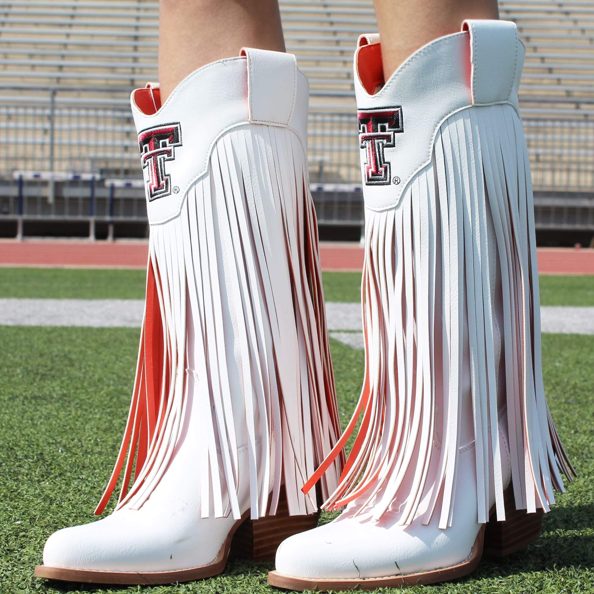Texas Tech University Kacey White Fringe Boot By V By Vaccari