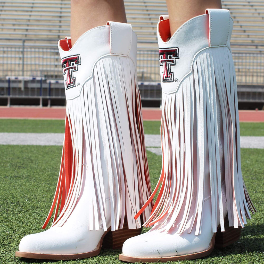 Texas Tech University Kacey White Fringe Boot By V By Vaccari