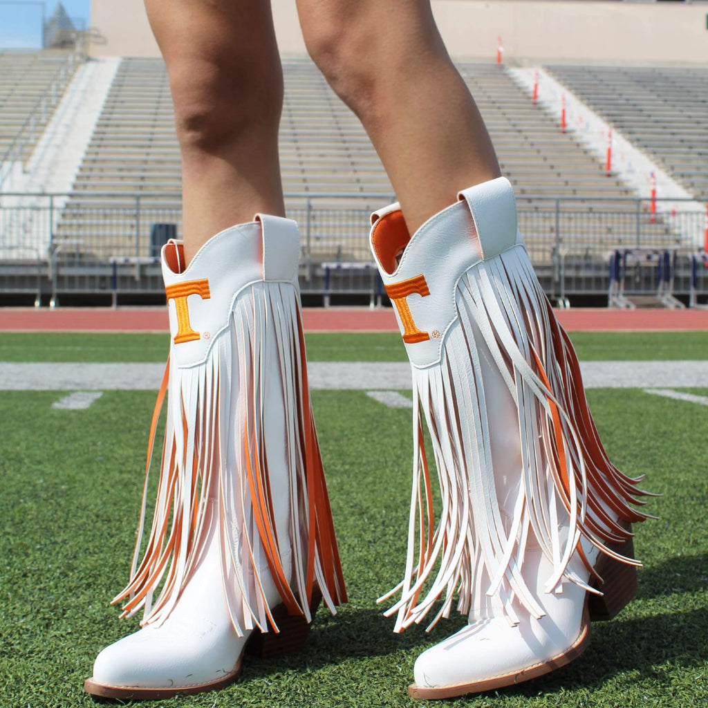 University of Tennessee Kacey White Fringe Boot By V By Vaccari