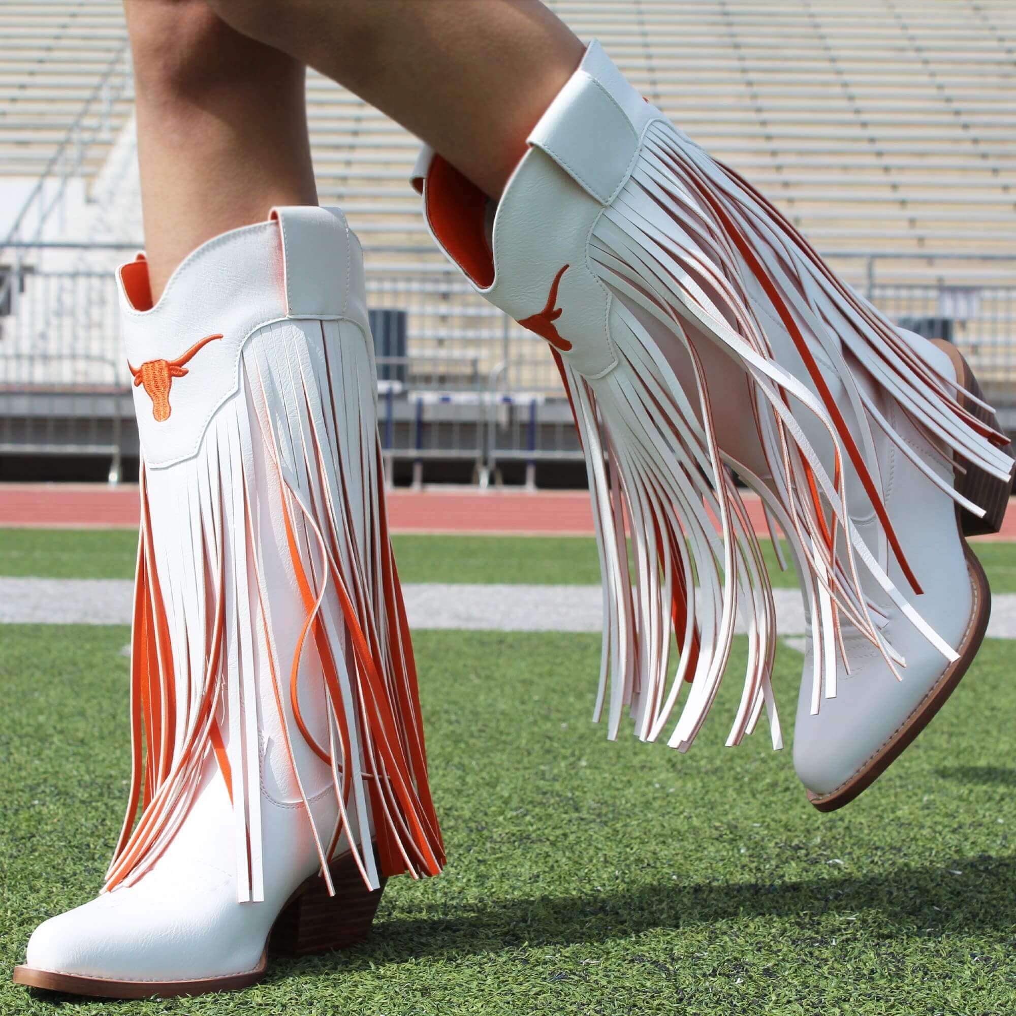 University of Texas Kacey White Fringe Boot By V By Vaccari