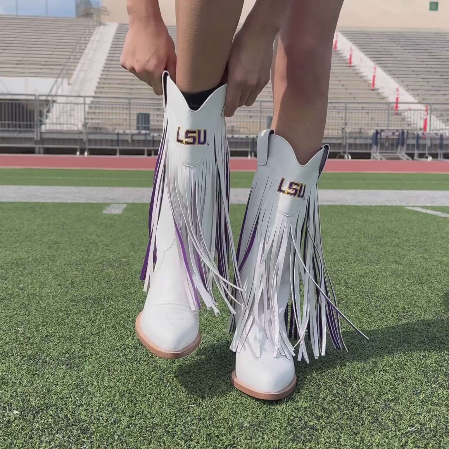 Louisiana State University Kacey White Fringe Boot By V By Vaccari