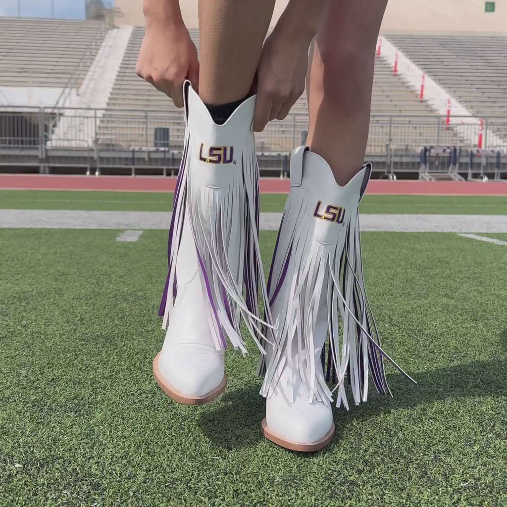 Louisiana State University Kacey White Fringe Boot By V By Vaccari
