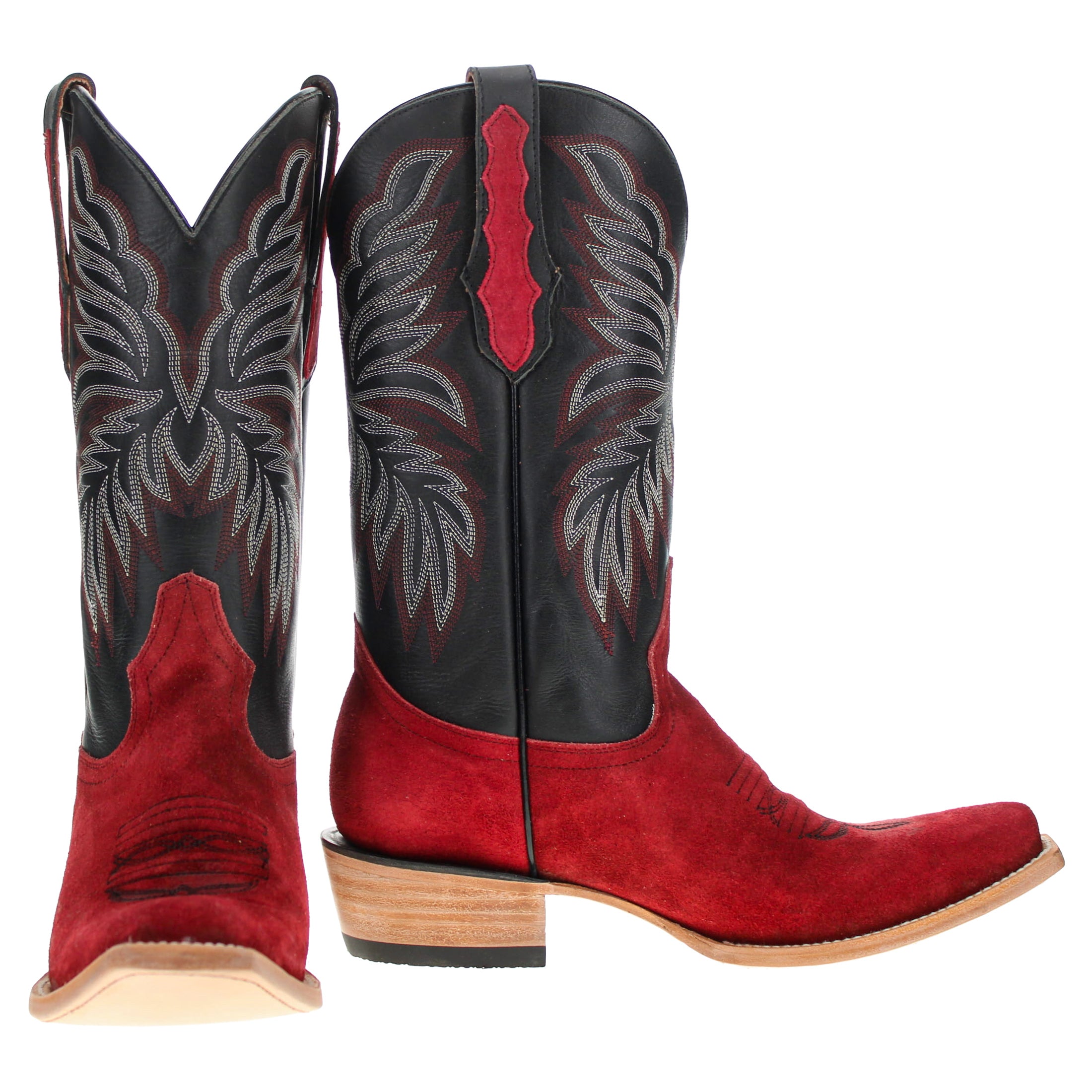 Men's Red Suede Vamp JW Toe Cowboy Boots by Vaccari