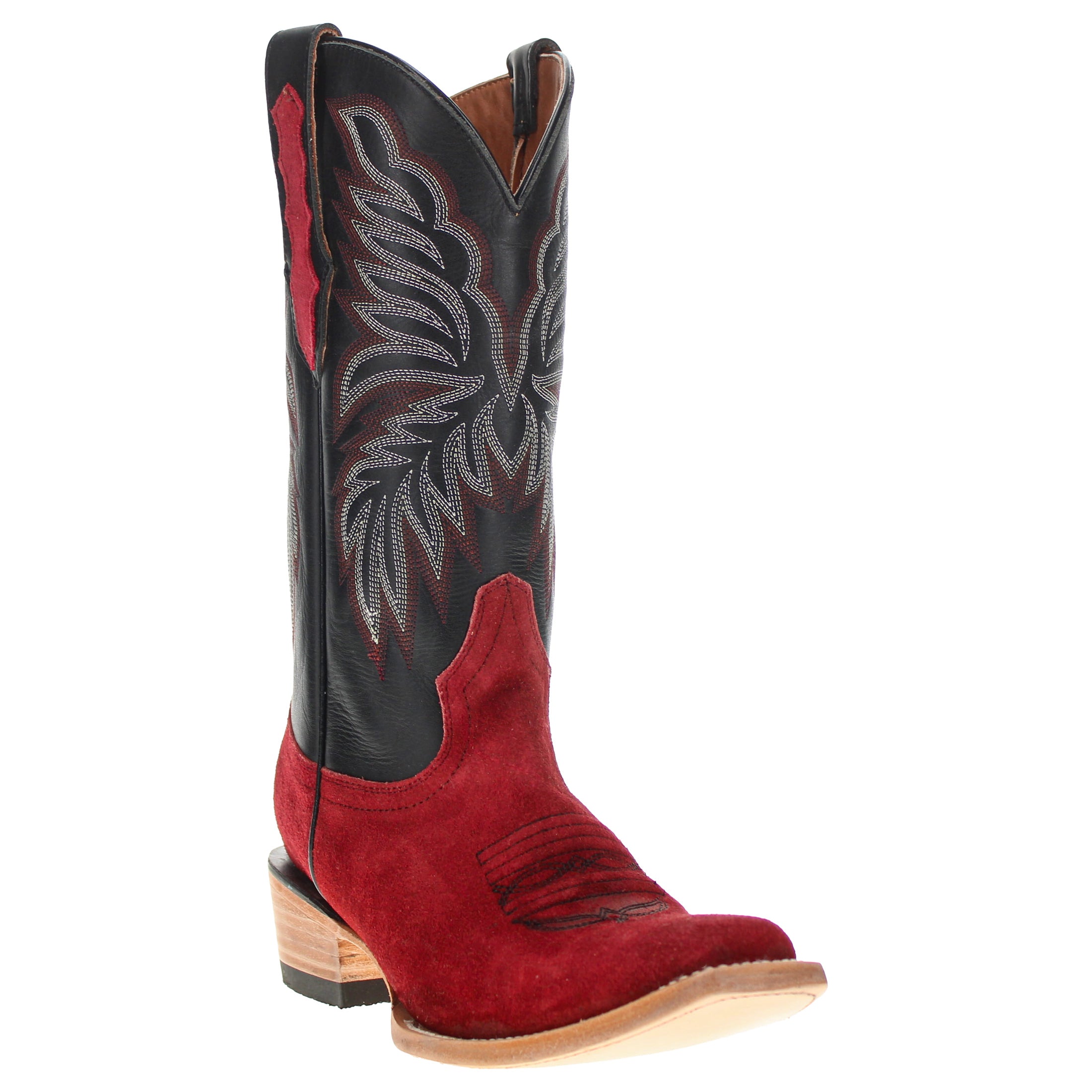 Men's Red Suede Vamp JW Toe Cowboy Boots by Vaccari