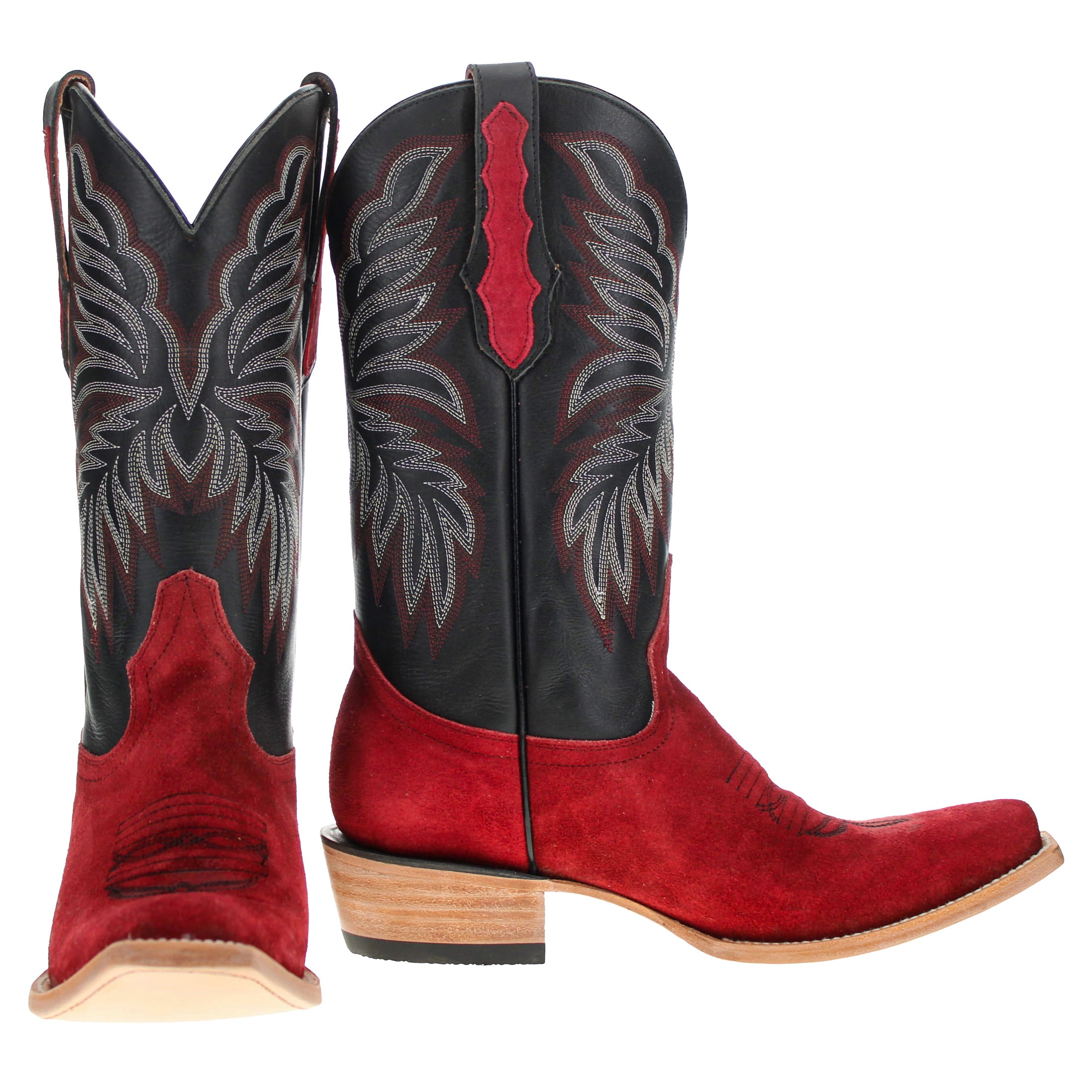Men's Red Suede Vamp JW Toe Cowboy Boots by Vaccari