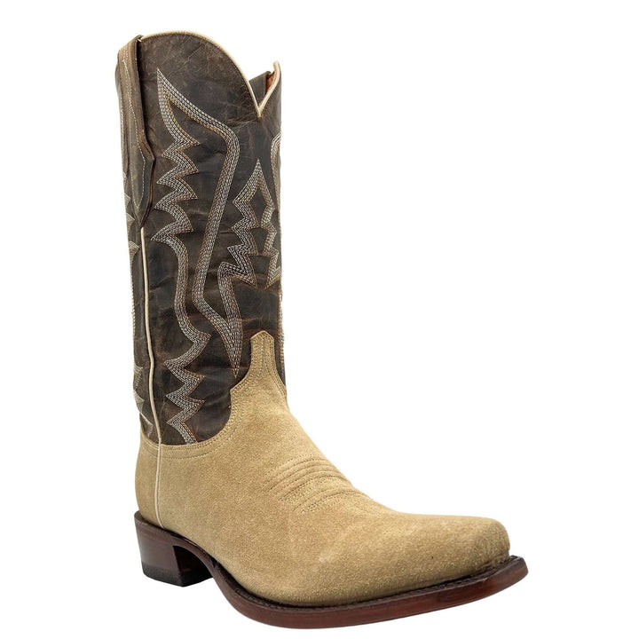 Men's Tan Suede Snip Toe Suede Leather Western Cowboy Boots by Vaccari