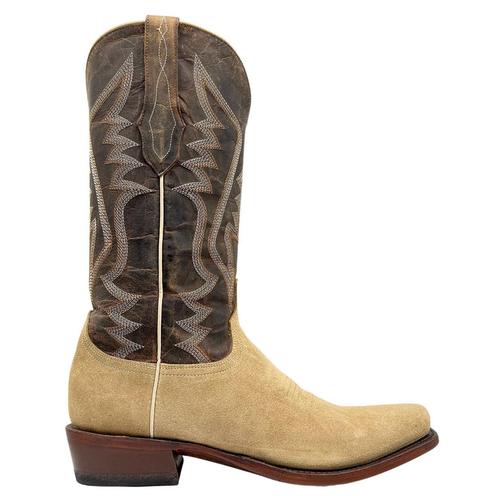 Men's Tan Suede Snip Toe Suede Leather Western Cowboy Boots by Vaccari