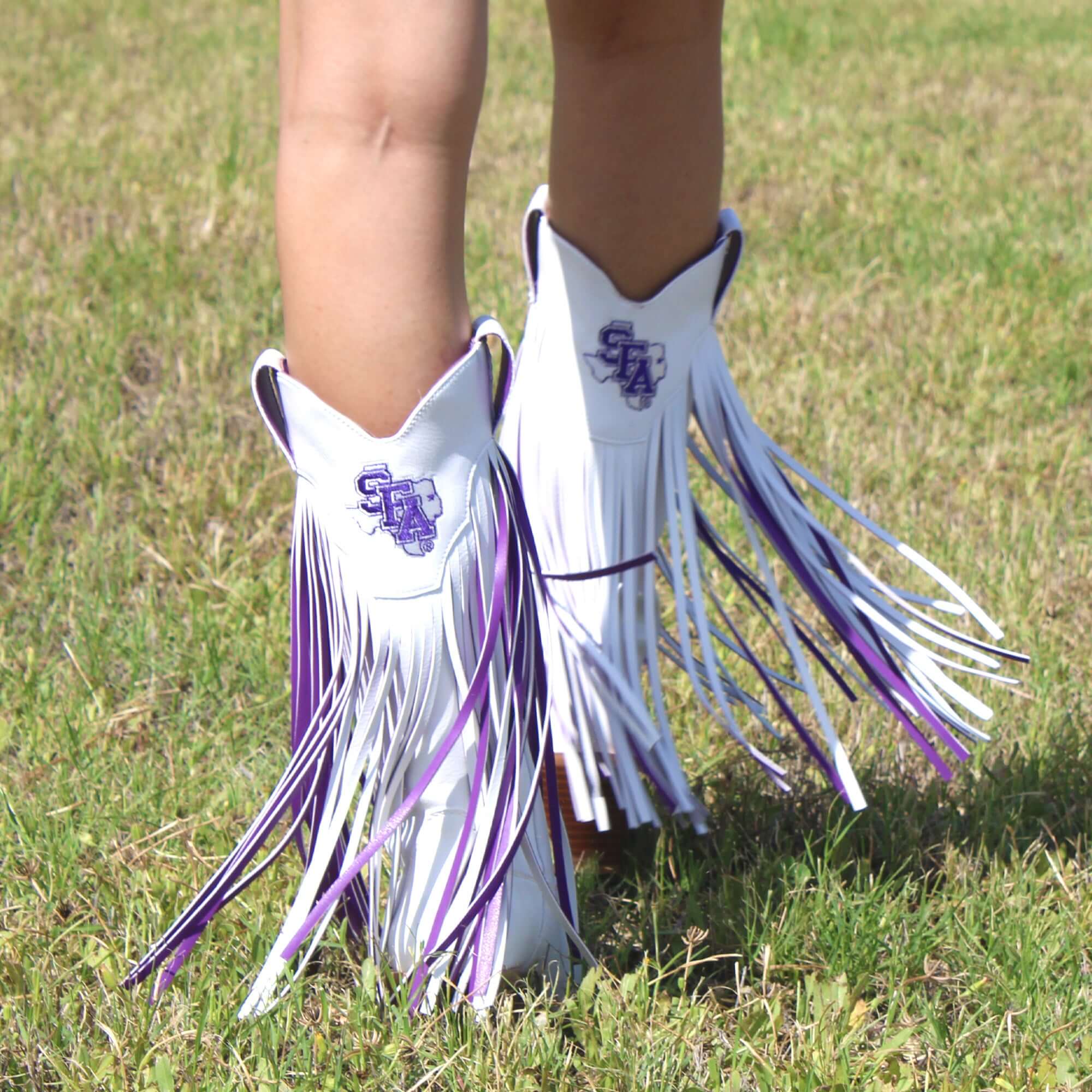 Stephen F. Austin State University Kacey White Fringe Boot by V By Vaccari