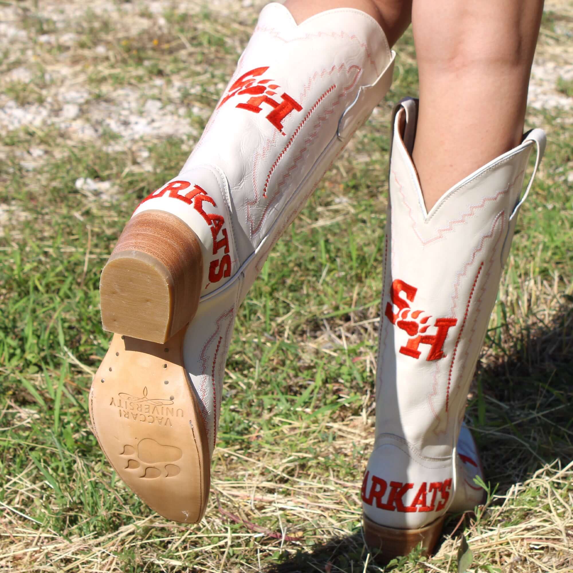 Women's Sam Houston State University Bone Snip Toe Cowgirl Boots Naomi by Vaccari