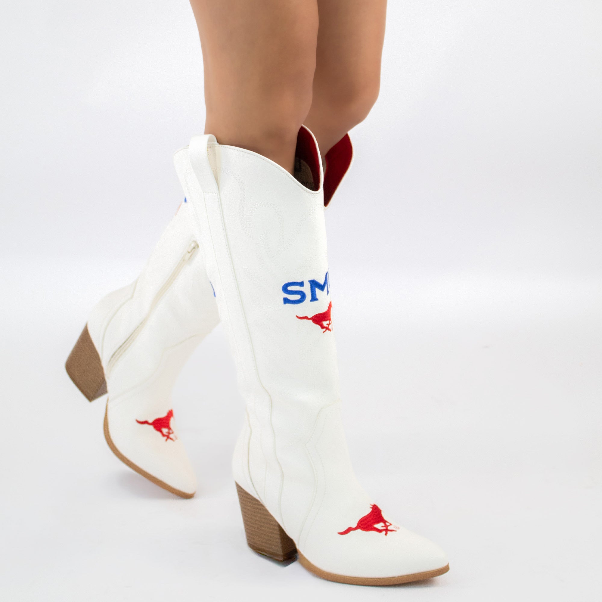 Southern Methodist University Blair Tall White Boot By V By Vaccari