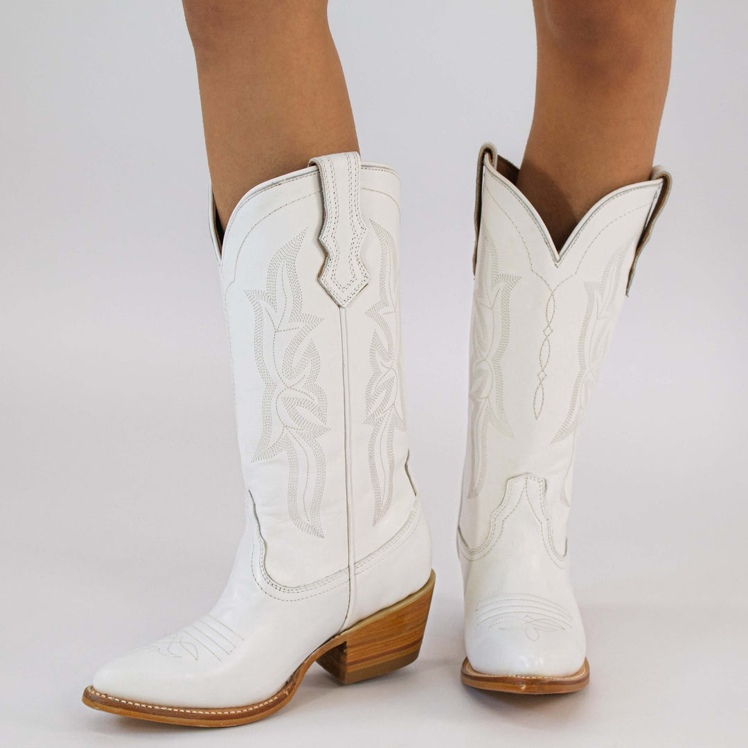 Women's White Cowgirl Boots Quinn by Vaccari Core
