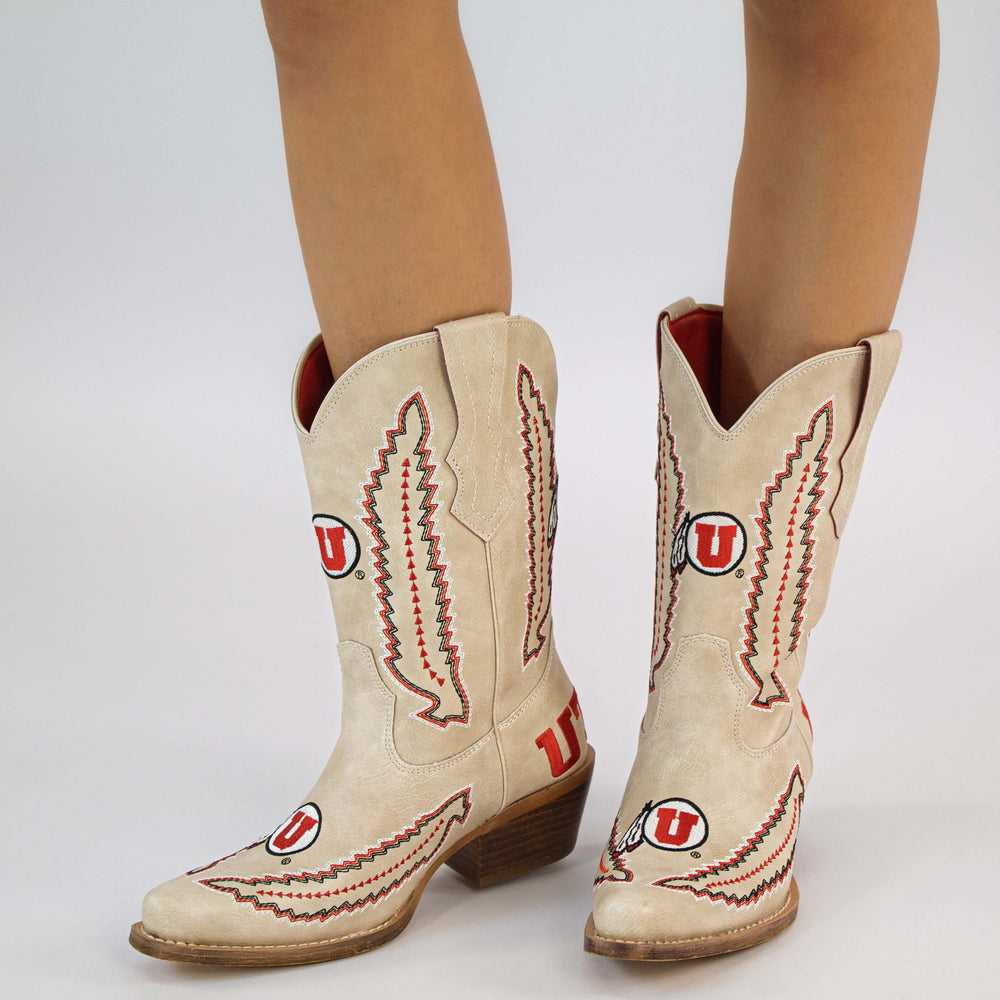 Women's University of Utah Bone Cowgirl Boot Mimi by V by Vaccari