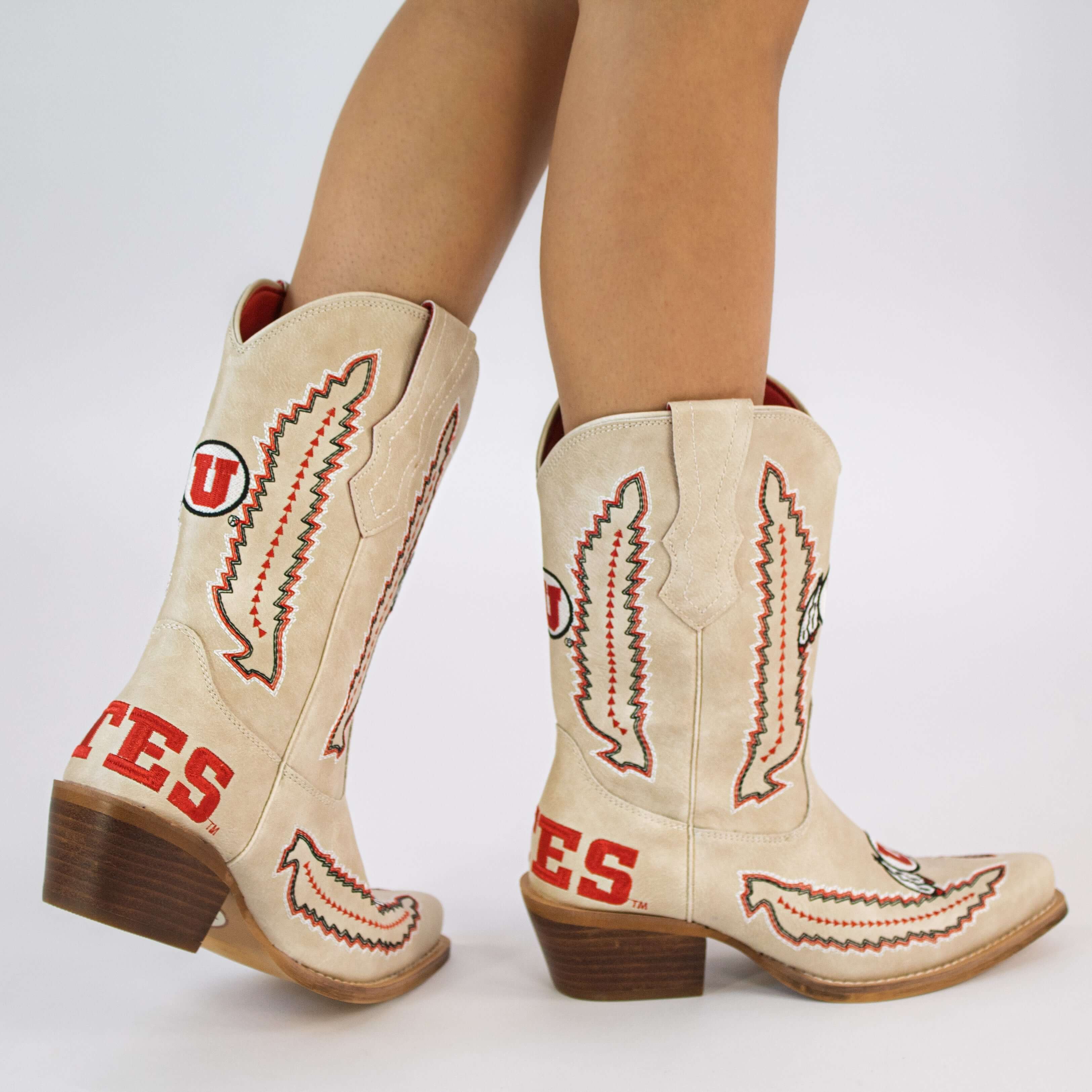 Women's University of Utah Bone Cowgirl Boot Mimi by V by Vaccari