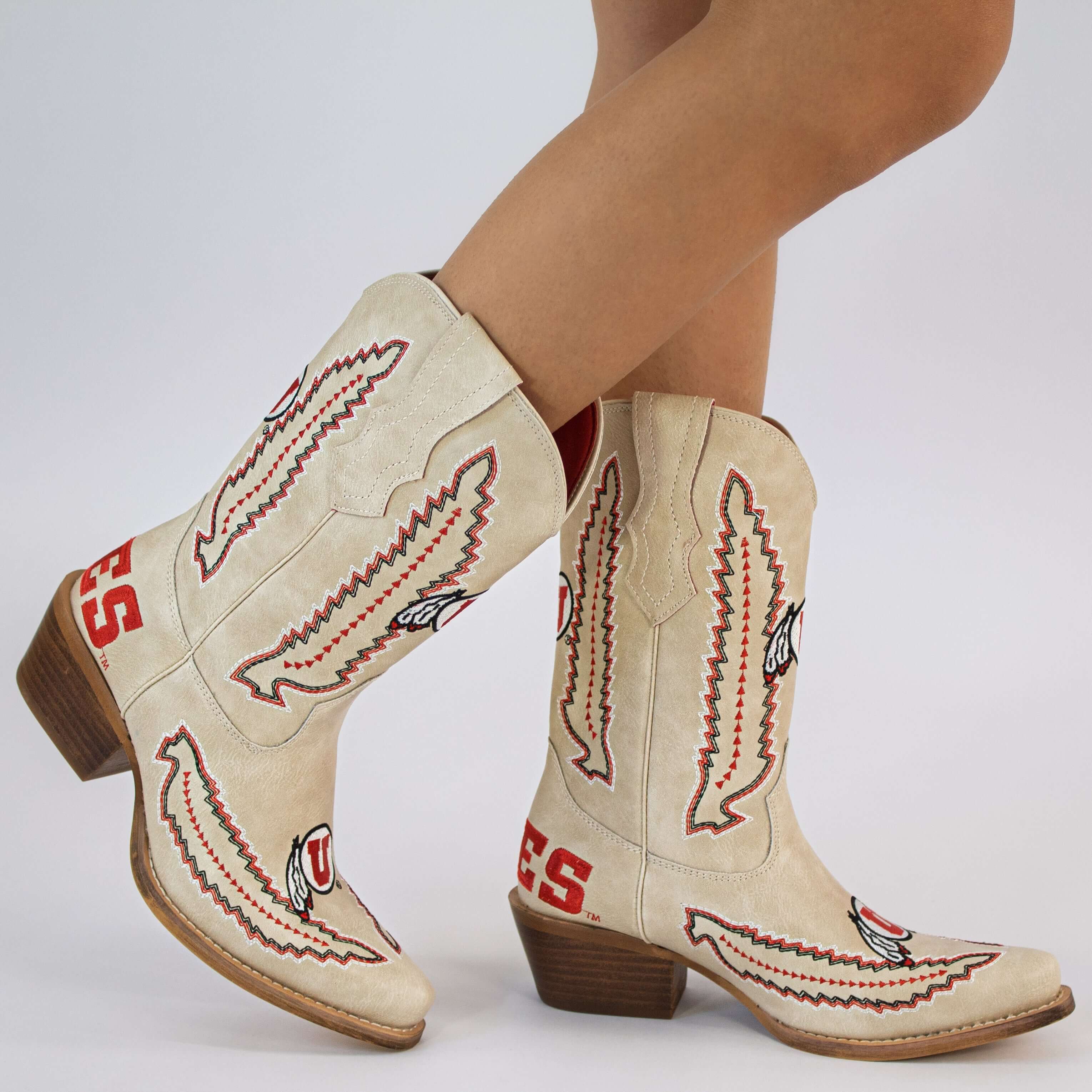 Women's University of Utah Bone Cowgirl Boot Mimi by V by Vaccari