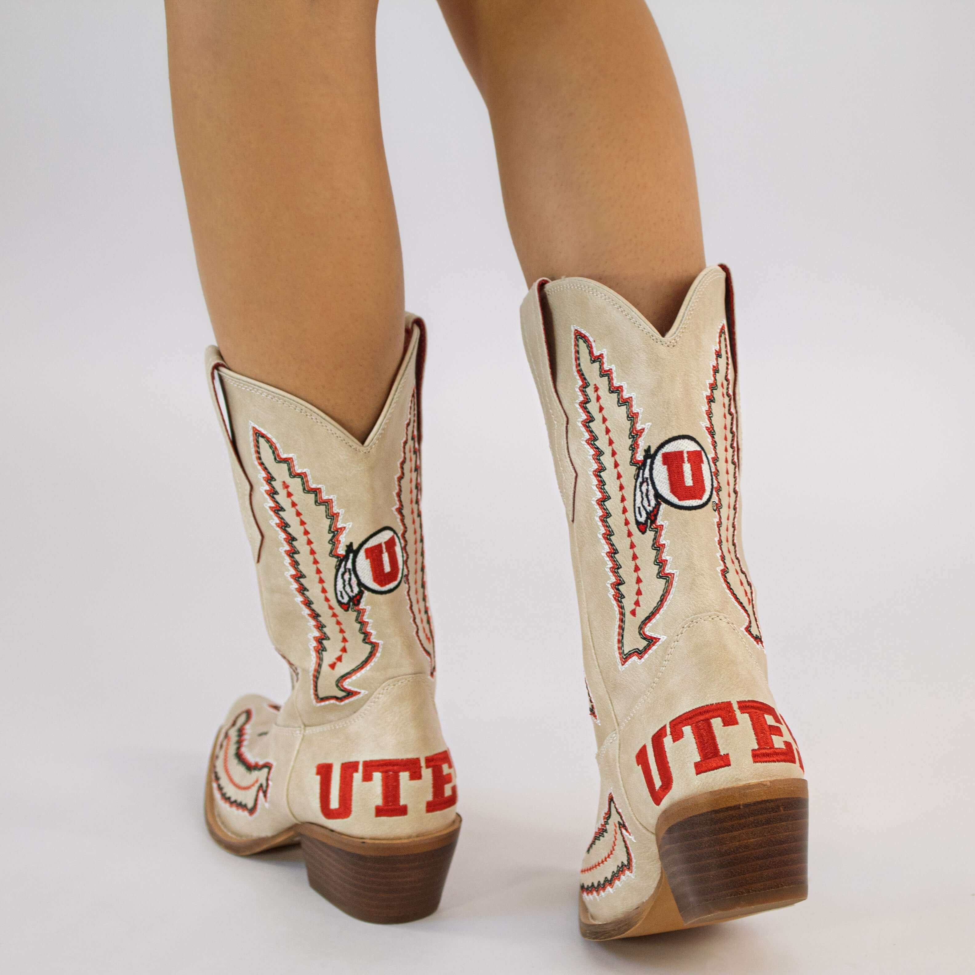 Women's University of Utah Bone Cowgirl Boot Mimi by V by Vaccari