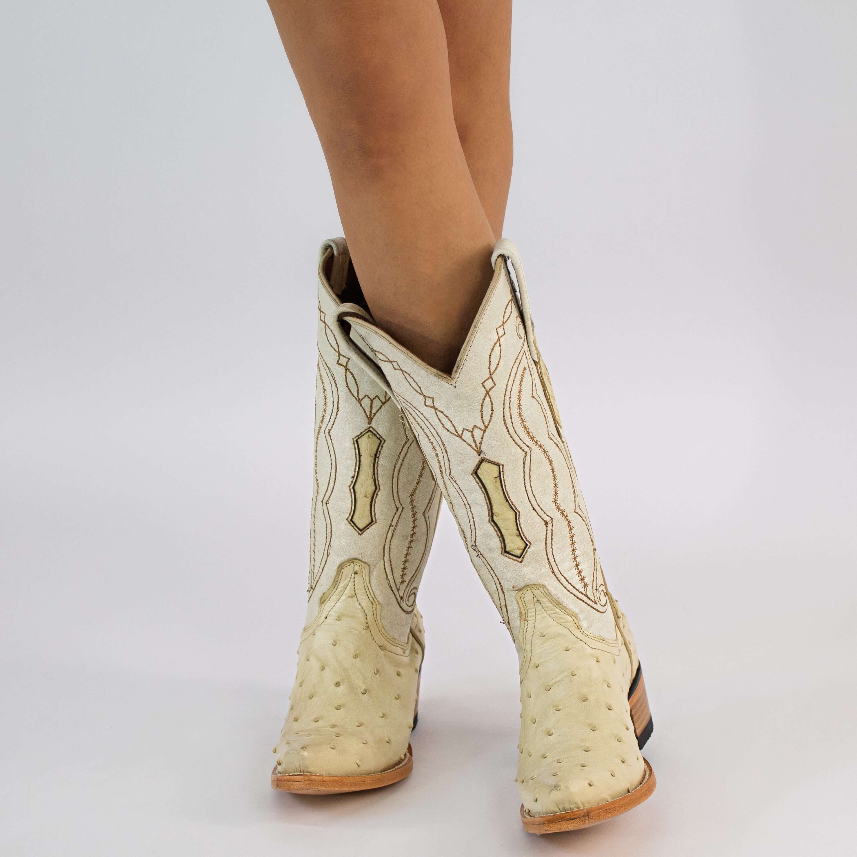 Women's White Ostirch Cowgirl Boots Victoria by Vaccari Core