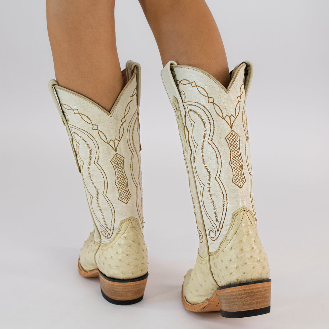 Women's White Ostirch Cowgirl Boots Victoria by Vaccari Core