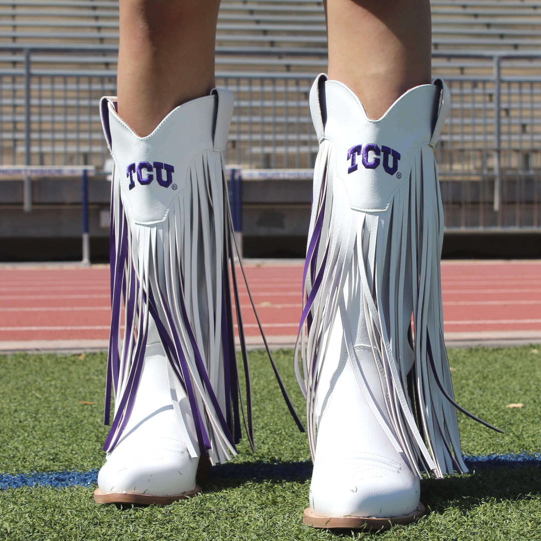 Texas Christian University Kacey White Fringe Boot By V By Vaccari