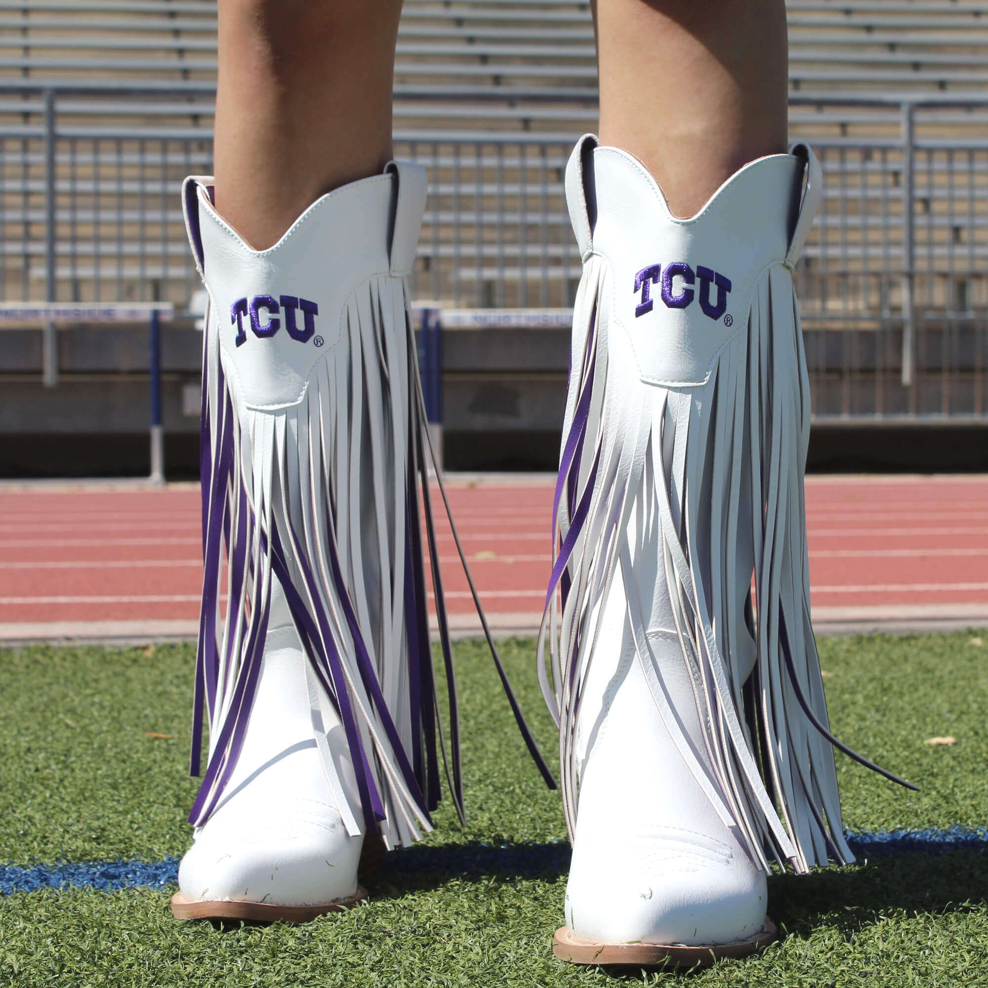 Texas Christian University Kacey White Fringe Boot By V By Vaccari