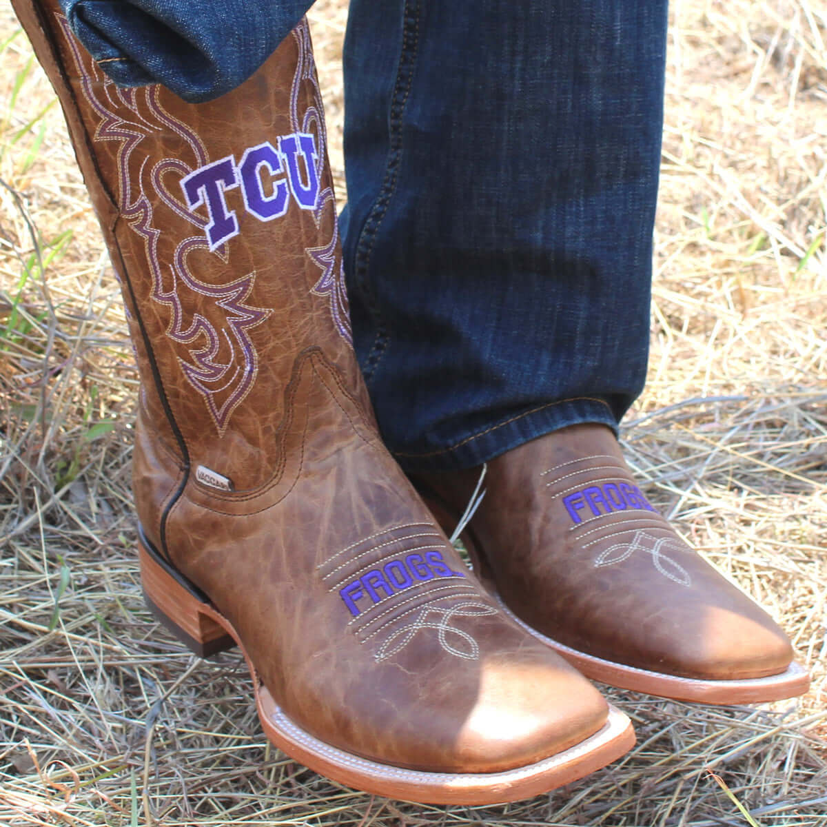 Men's TCU Tan Cowboy Boots Luke by Vaccari University