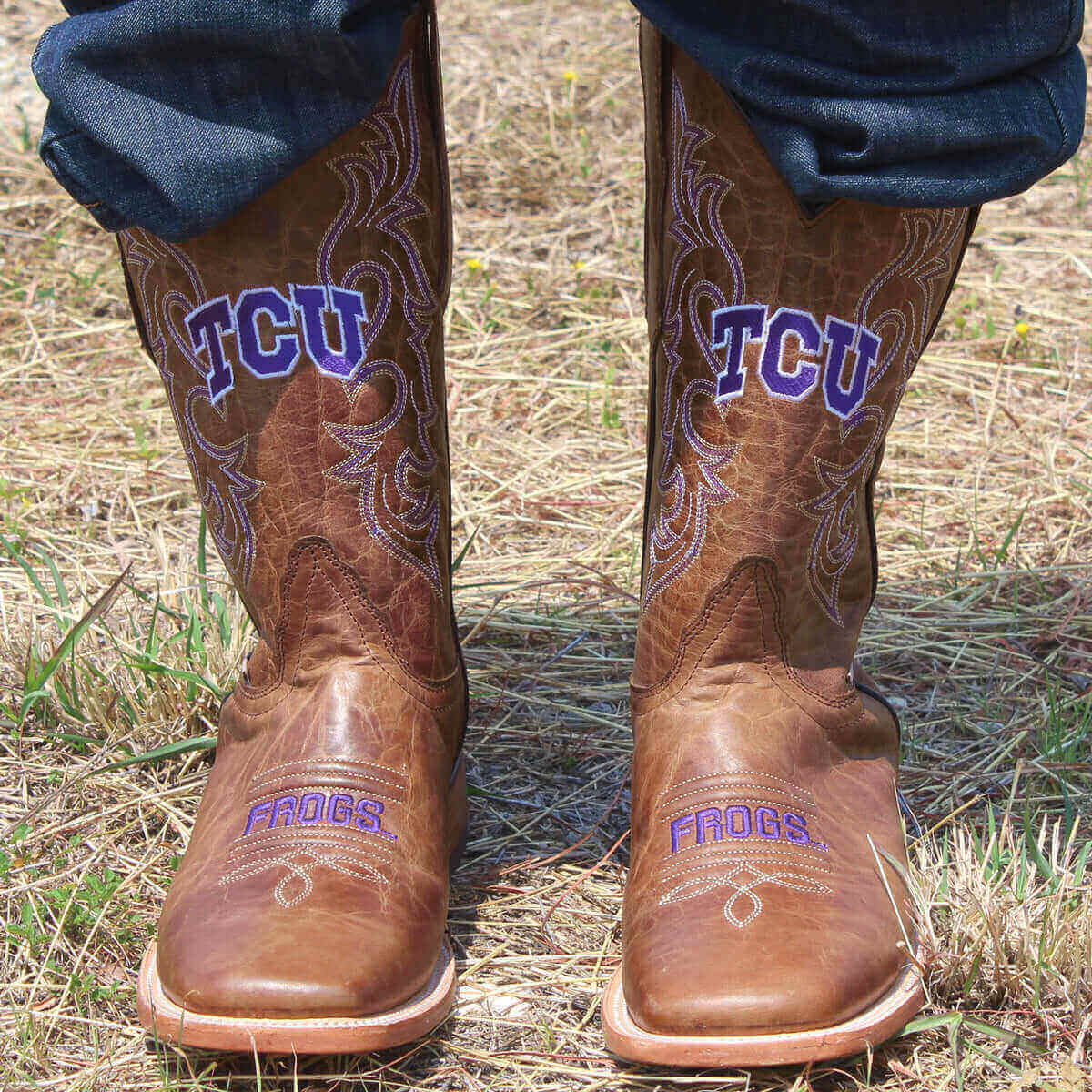 Men's TCU Tan Cowboy Boots Luke by Vaccari University