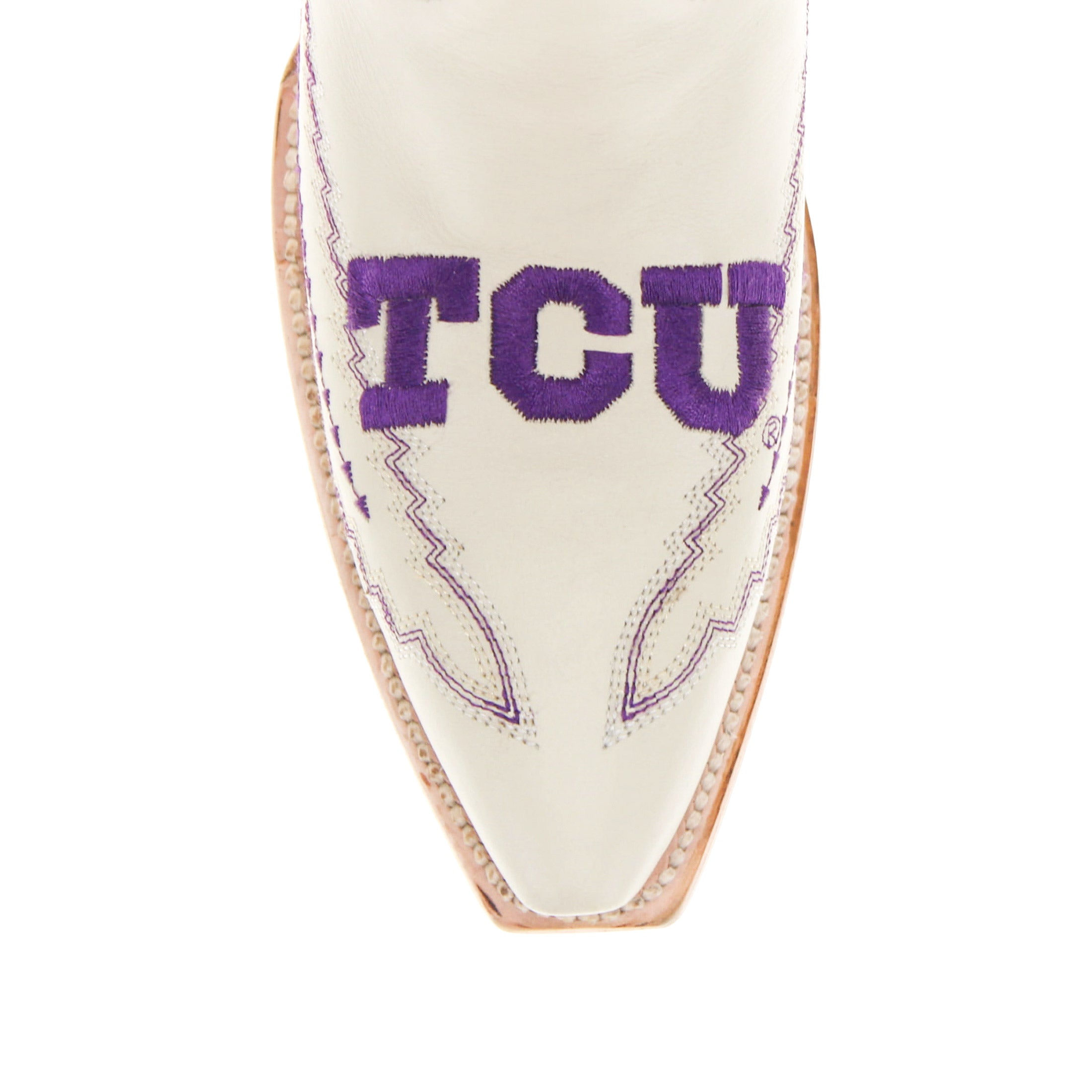 Women's TCU Horned Frogs Bone Leather Snip Toe Cowgirl Boots by Vaccari