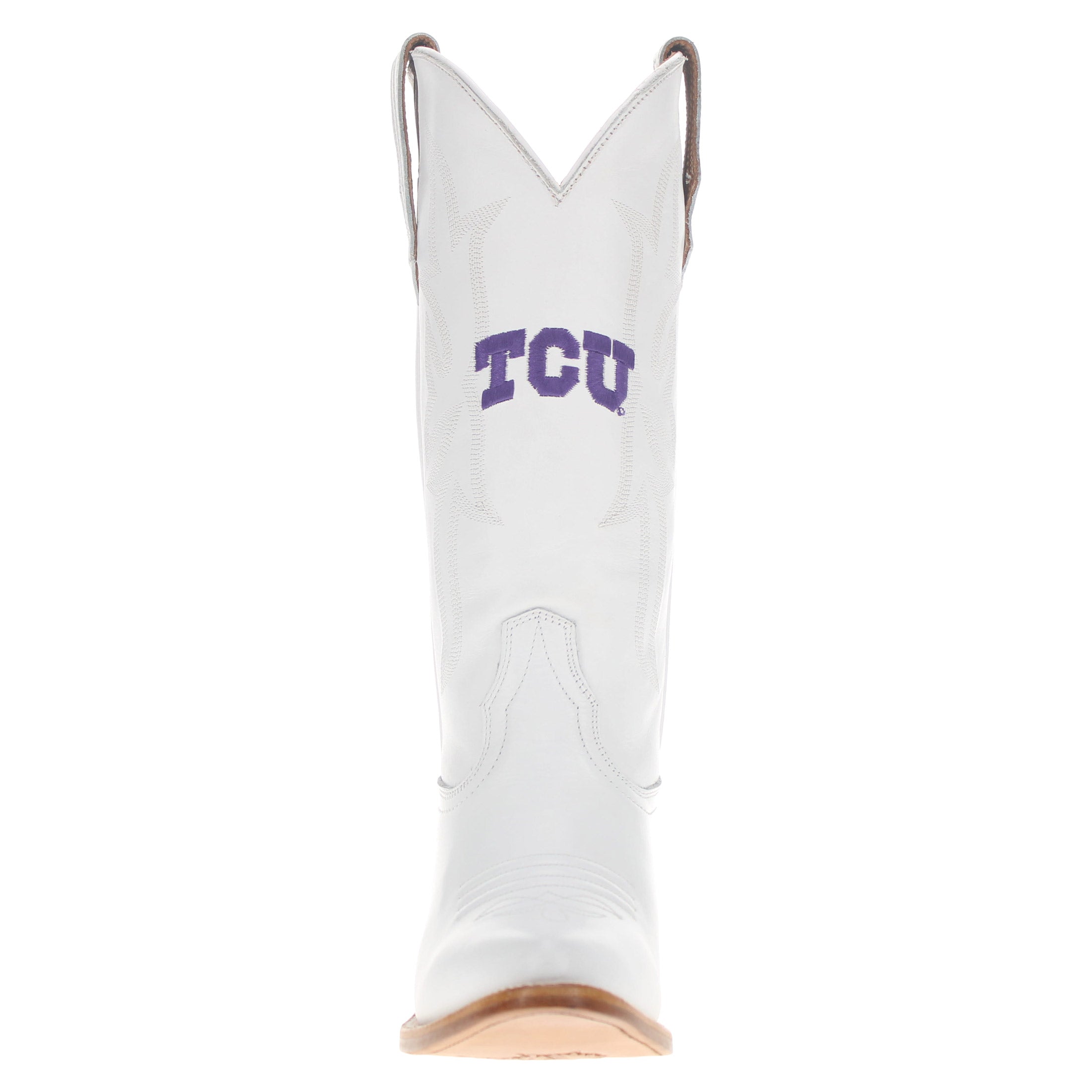 Women's Texas Christan University White Cowgirl Boots Leighton by Vaccari University