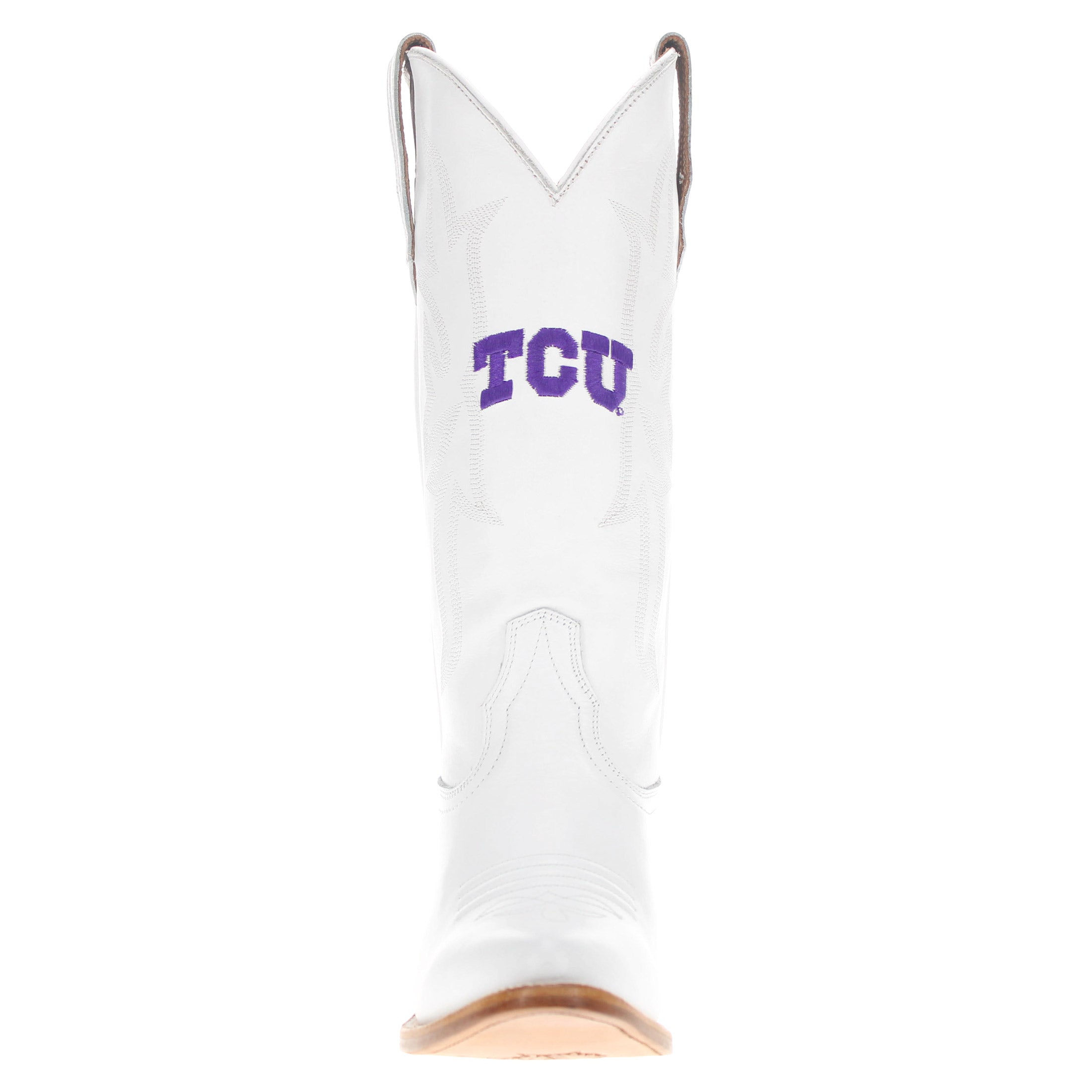 Women's Texas Christian University TCU White Cowgirl Boots Leighton by Vaccari University