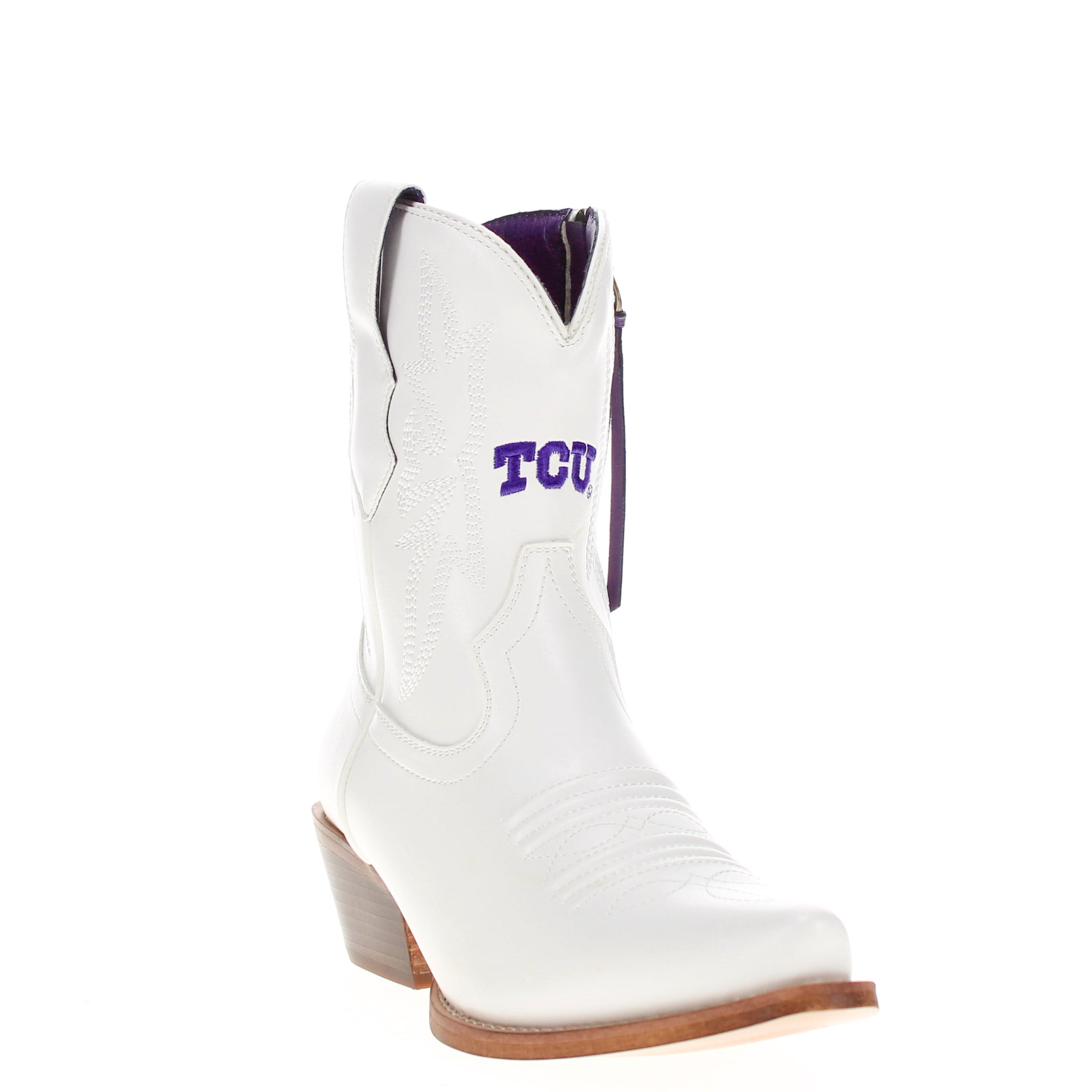 Women's Texas Christian University White Cowgirl Boots with Color Tassel Lynn by V by Vaccari