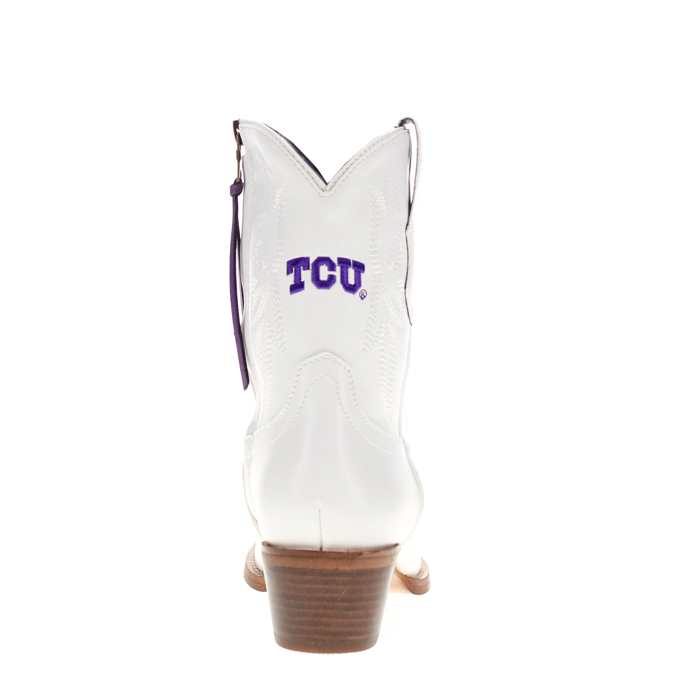 Women's Texas Christian University White Cowgirl Boots with Color Tassel Lynn by V by Vaccari