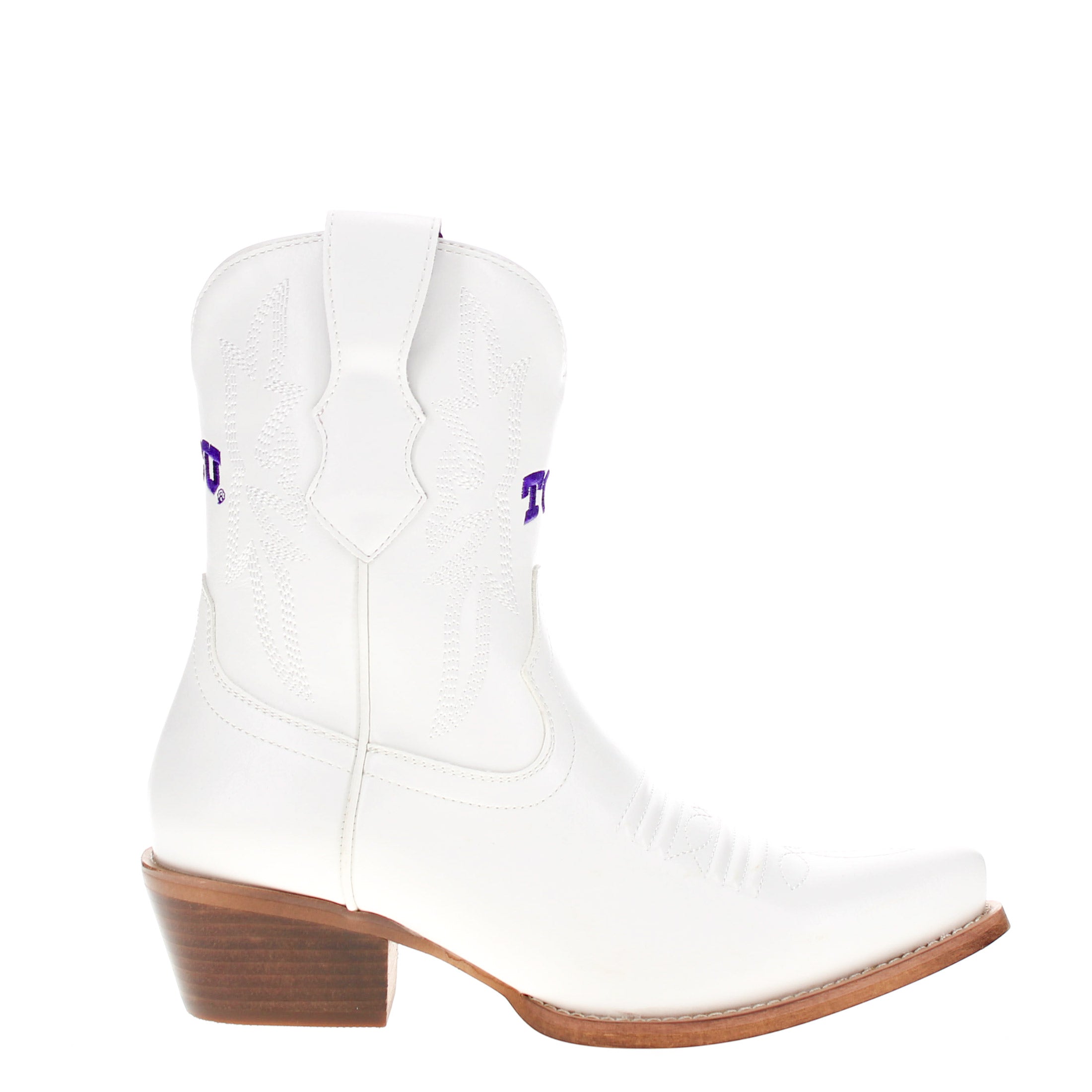 Women's Texas Christian University White Cowgirl Boots with Color Tassel Lynn by V by Vaccari