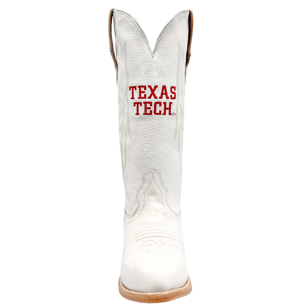 Women's Texas Tech Red Raiders All White Pointed Toe Cowgirl Boots Leighton by Vaccari